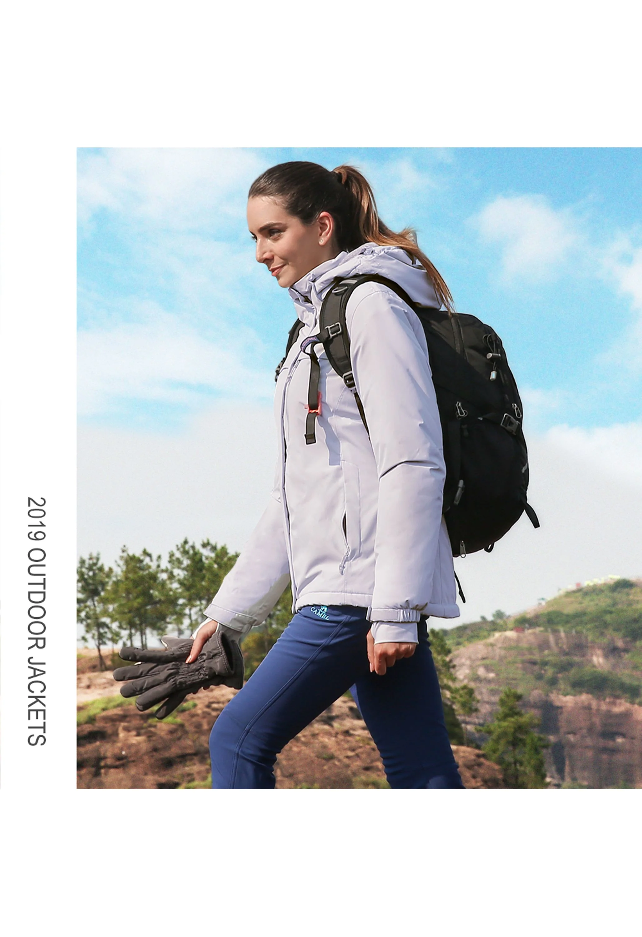 Women's Winter Gray Regular Fit Short Waterproof Windproof Ski Jacket - Image 6