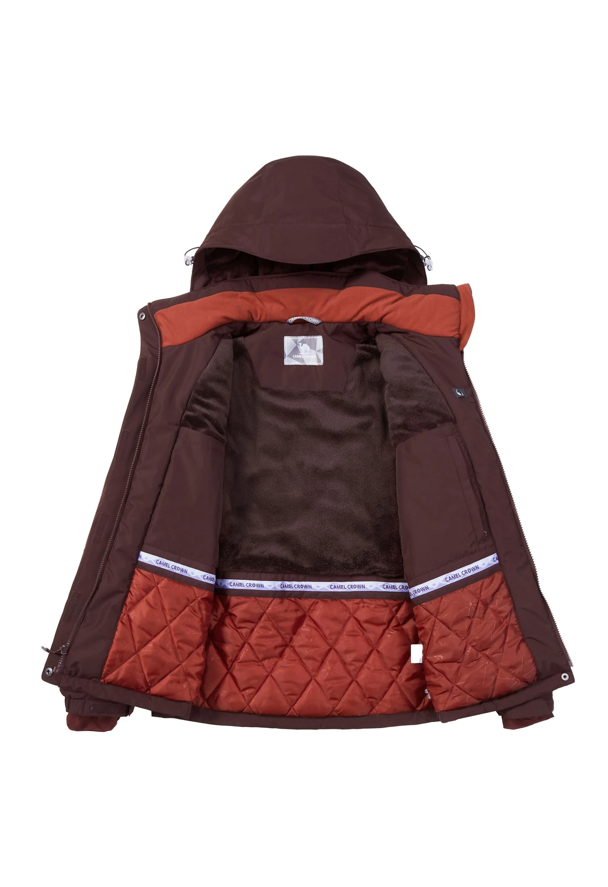 Women's Winter Wine Red Regular Fit Short Waterproof Windproof Ski Jacket - Image 4