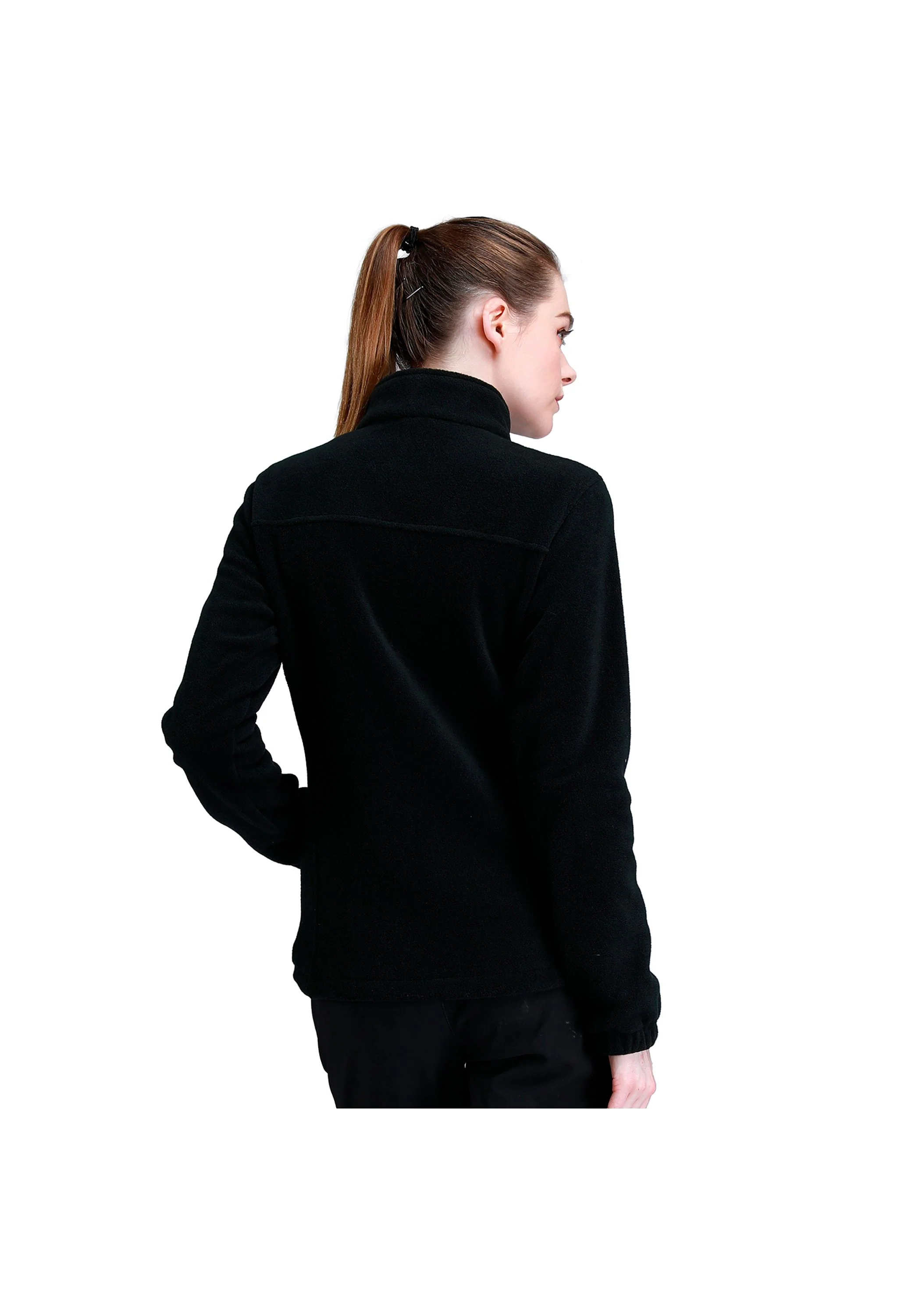 Women's Fall Black Regular Fit Short Lightweight Warm Fleece Jackets - Image 3