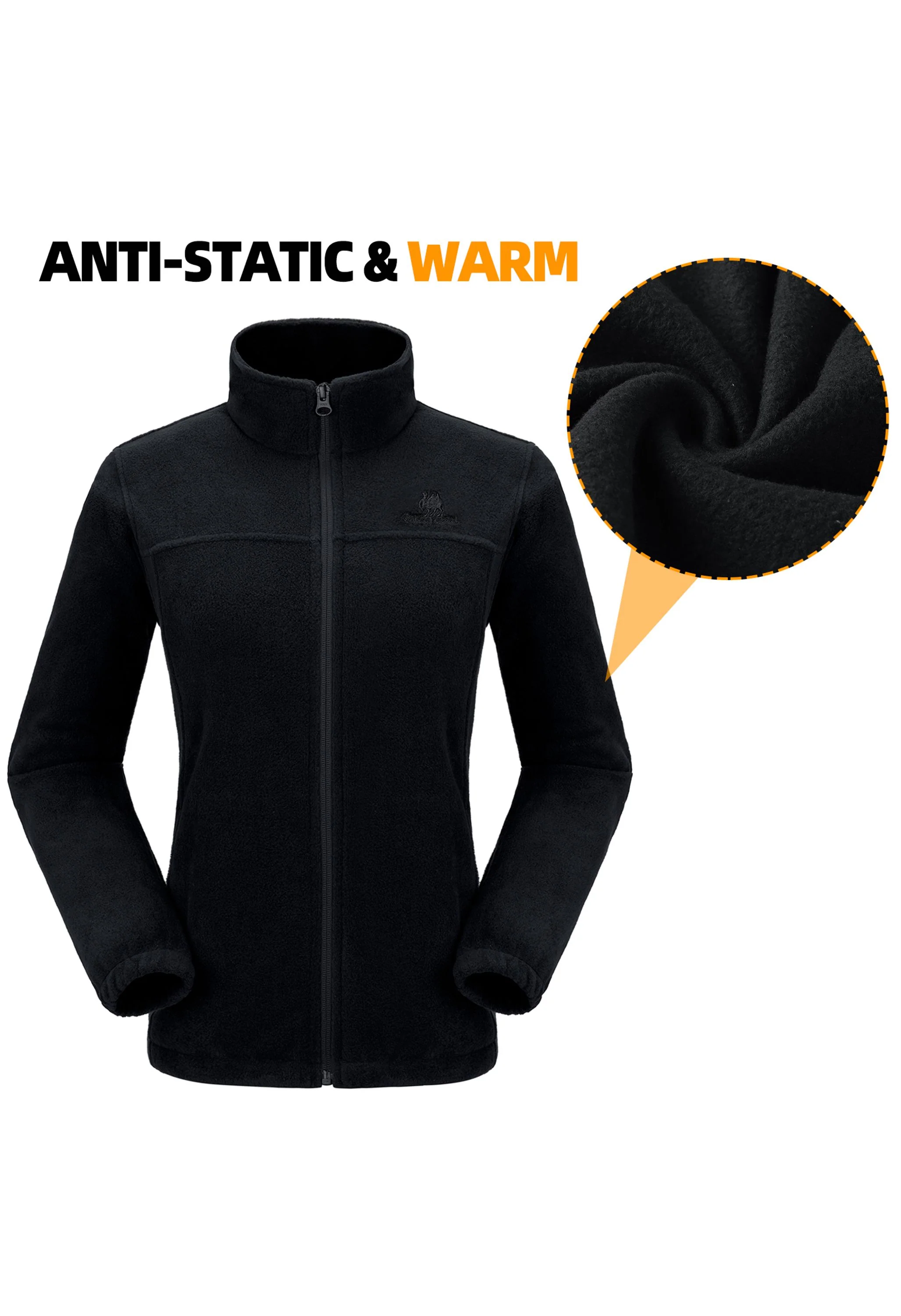 Women's Fall Black Regular Fit Short Lightweight Warm Fleece Jackets - Image 5