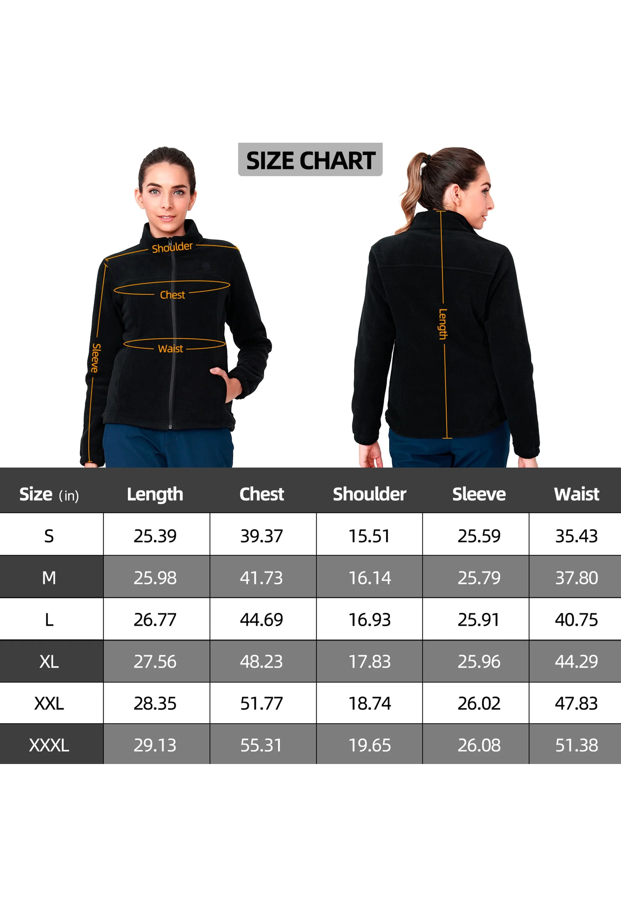 Women's Fall Black Regular Fit Short Lightweight Warm Fleece Jackets - Image 6