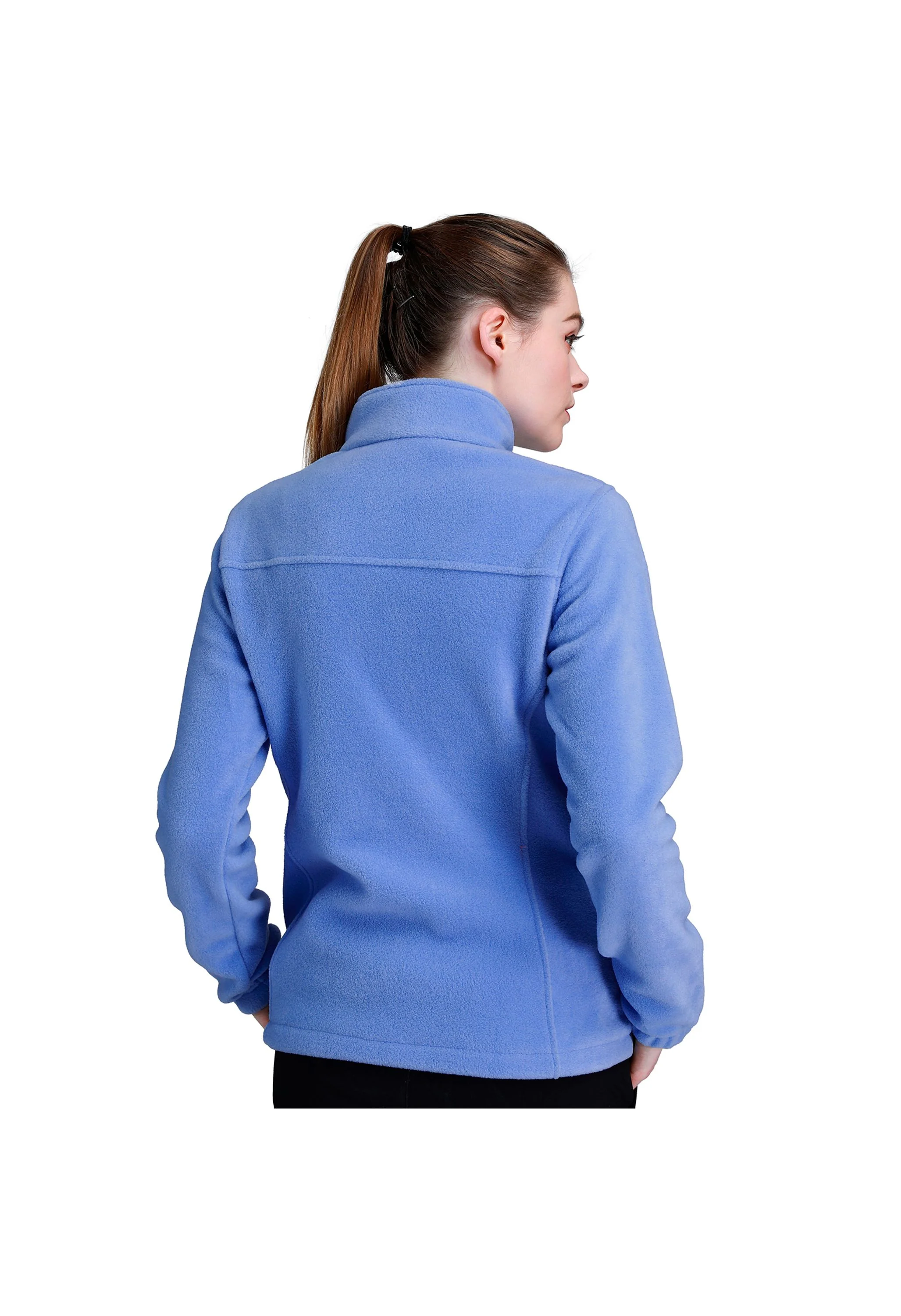 Women's Fall Blue Regular Fit Short Lightweight Warm Fleece Jackets - Image 3