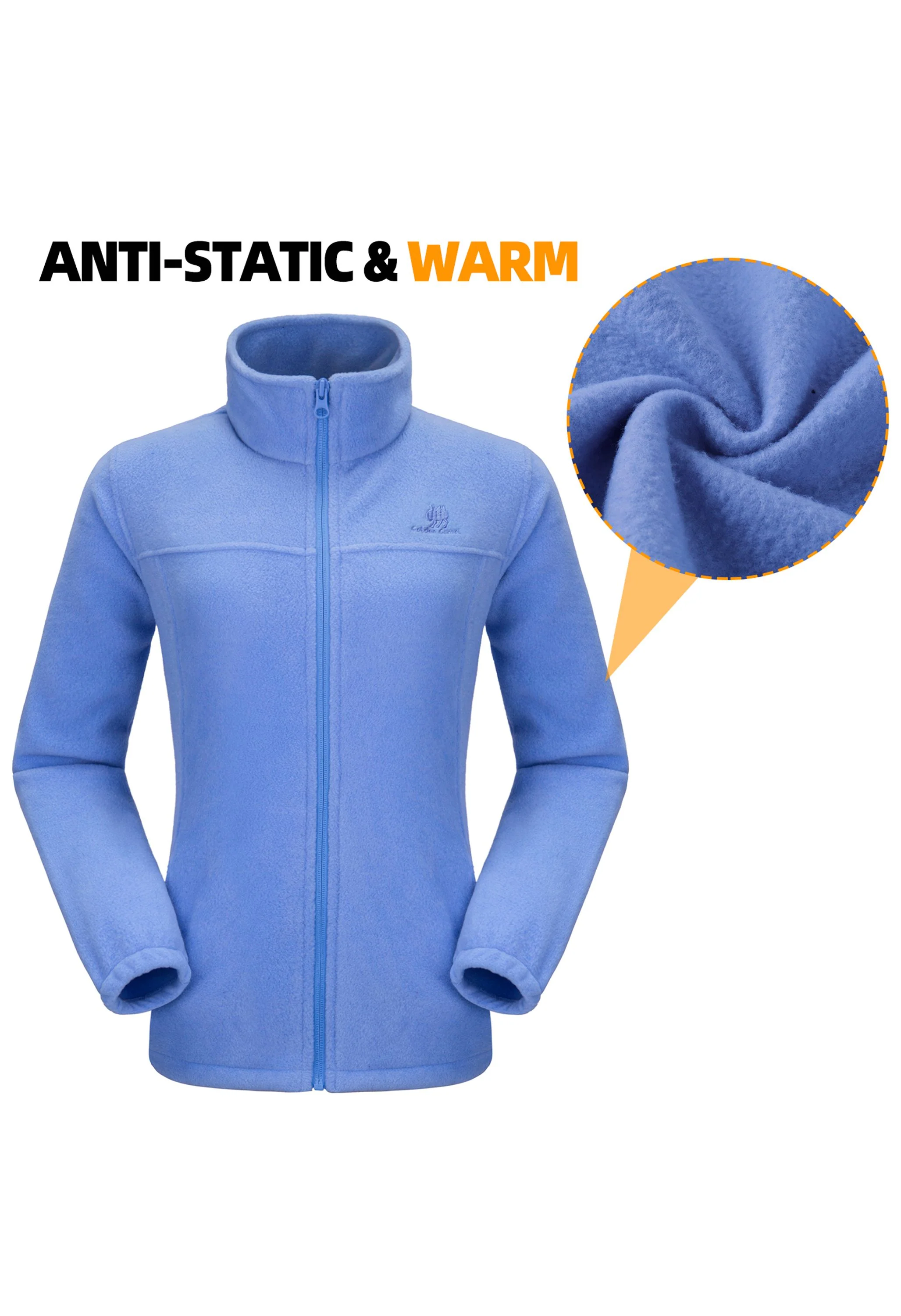 Women's Fall Blue Regular Fit Short Lightweight Warm Fleece Jackets - Image 5