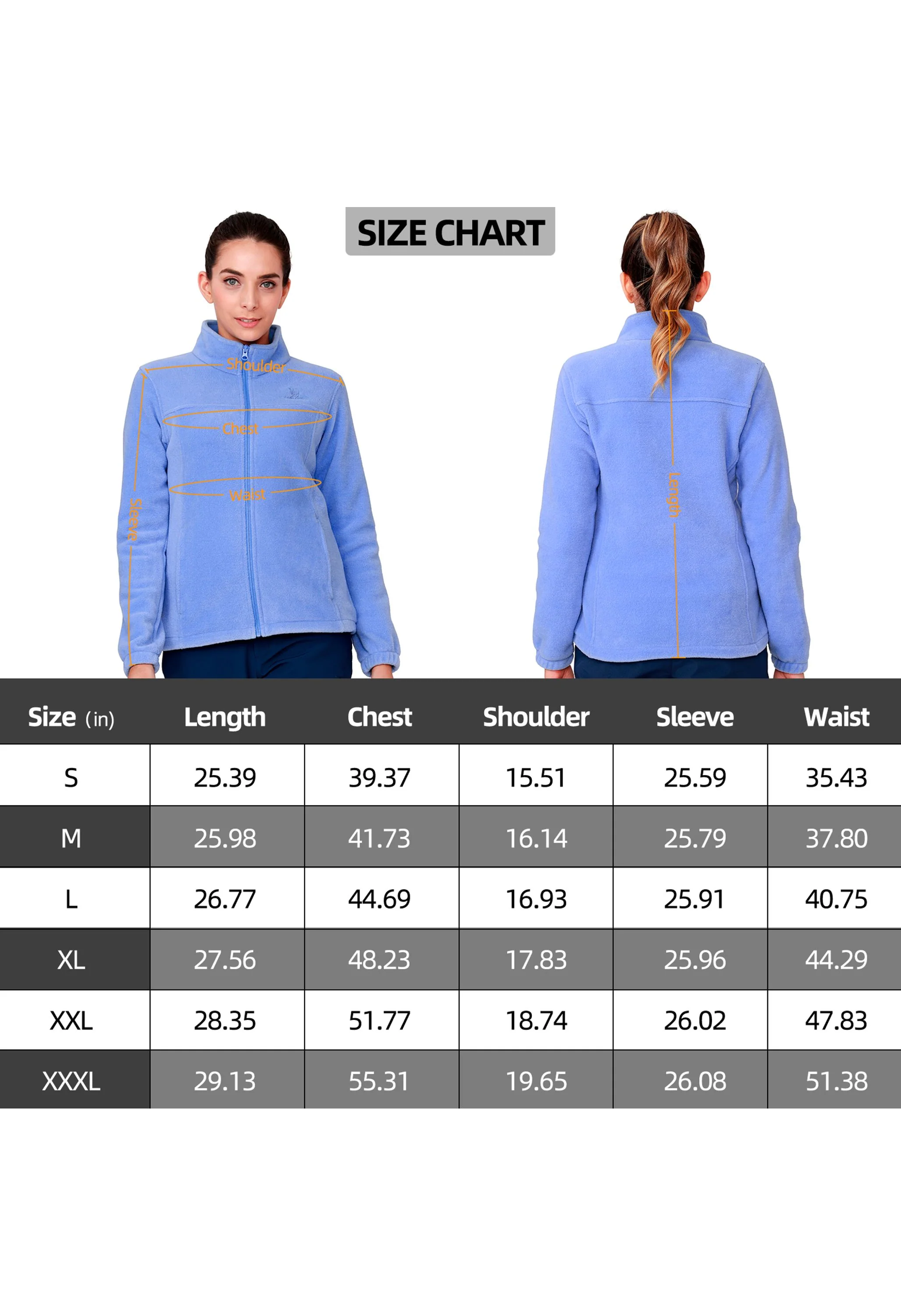 Women's Fall Blue Regular Fit Short Lightweight Warm Fleece Jackets - Image 6