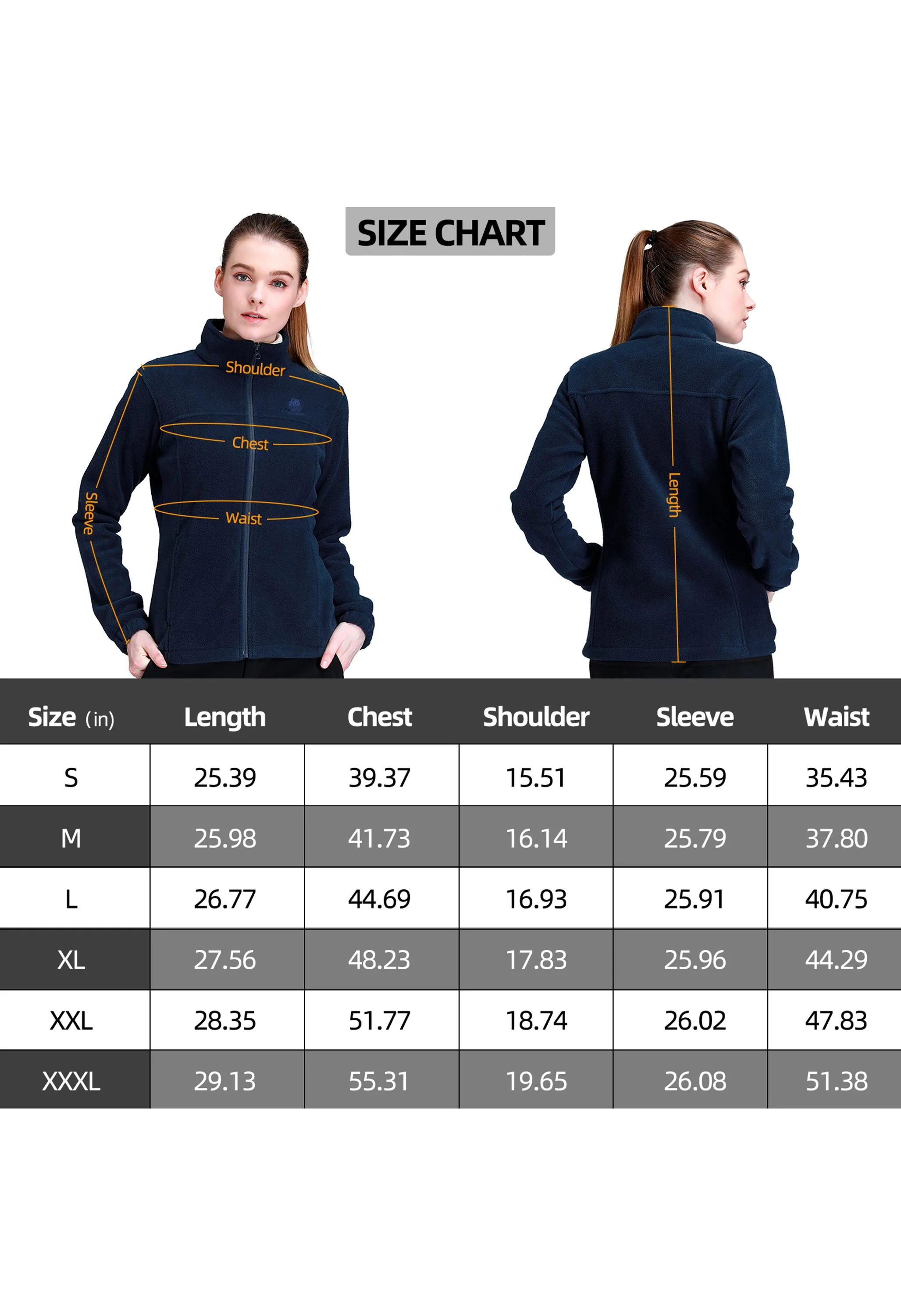 Women's Fall Dark Blue Regular Fit Short Lightweight Warm Fleece Jackets - Image 6