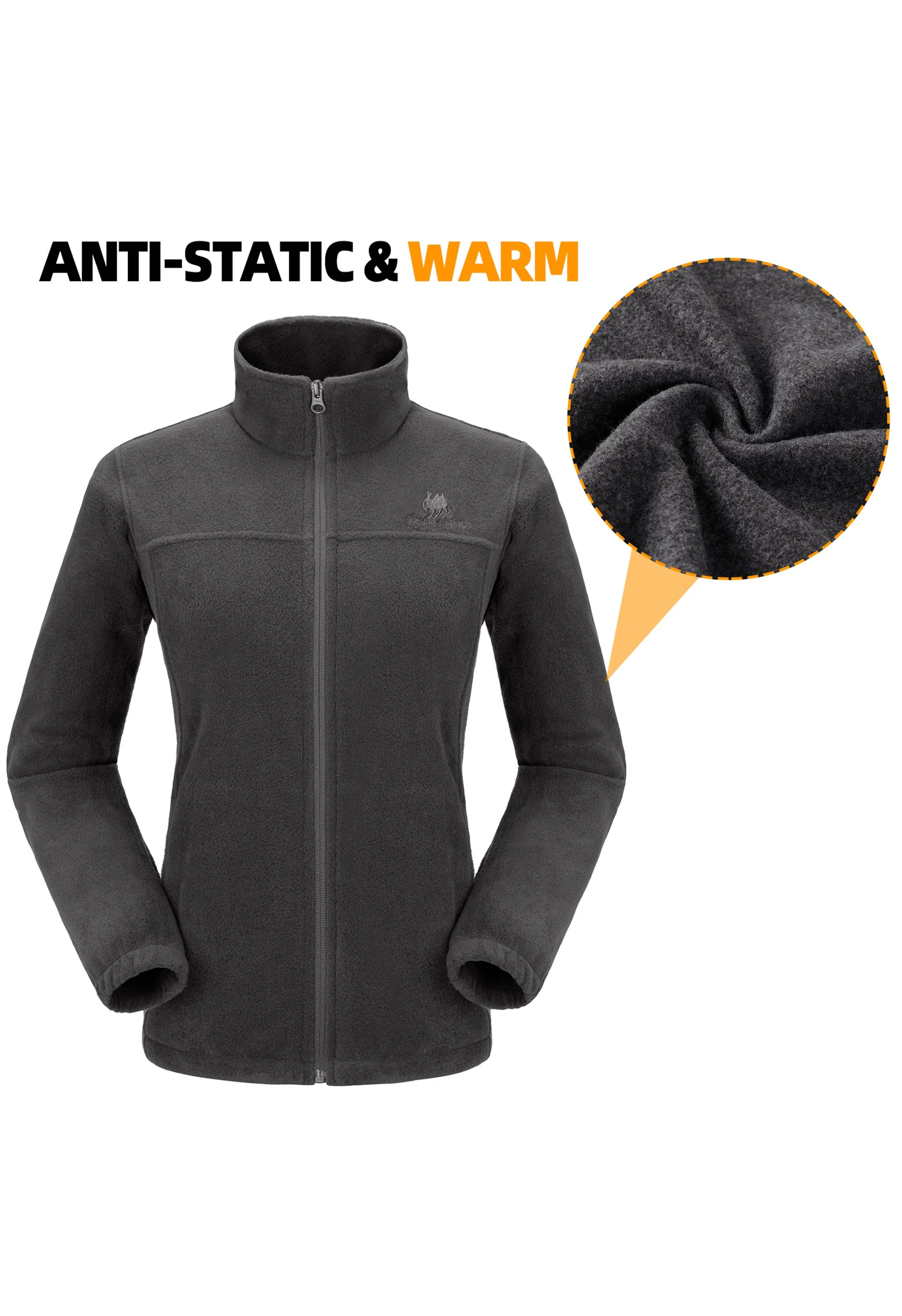 Women's Fall Gray Regular Fit Short Lightweight Warm Fleece Jackets - Image 5