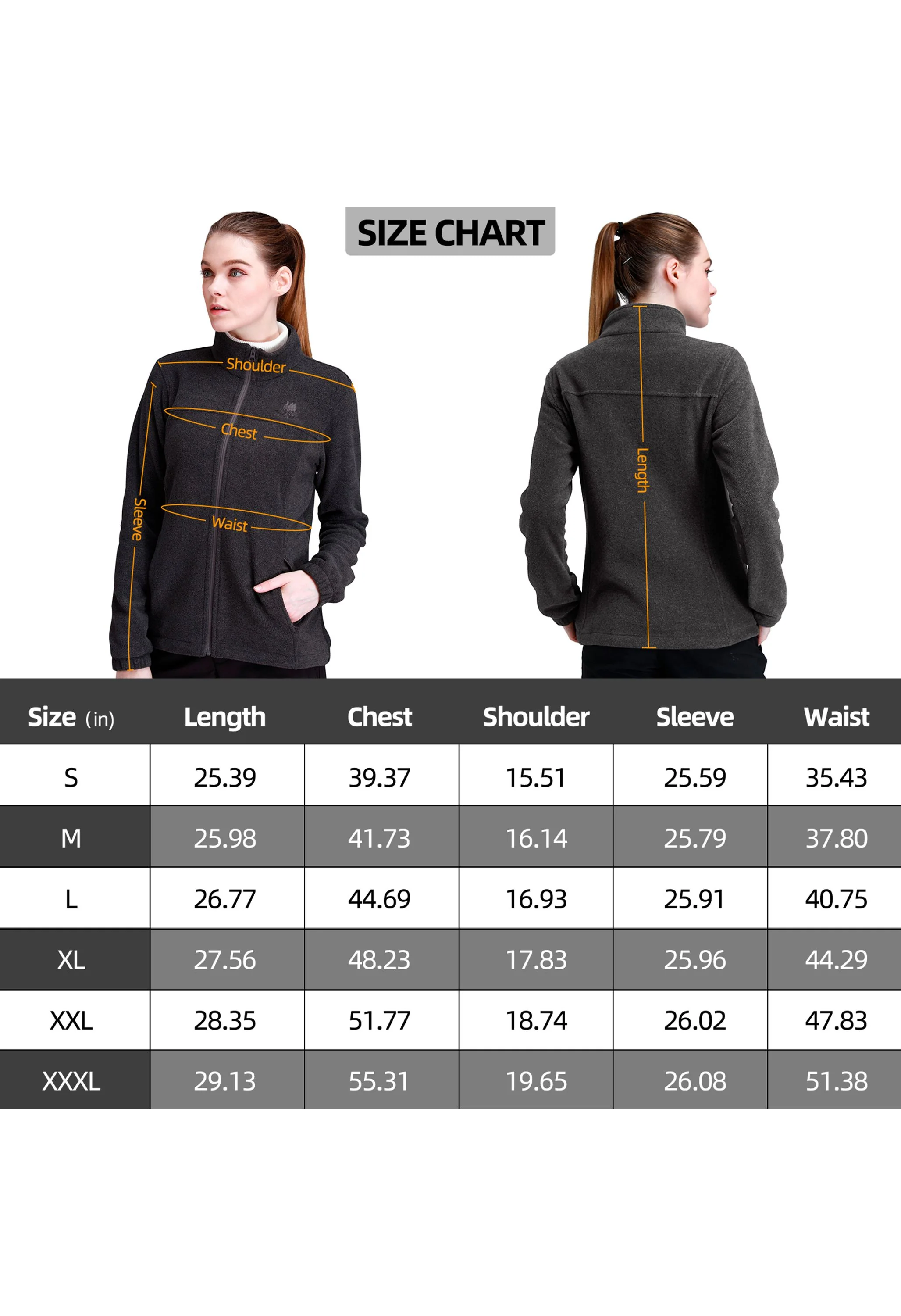 Women's Fall Gray Regular Fit Short Lightweight Warm Fleece Jackets - Image 6