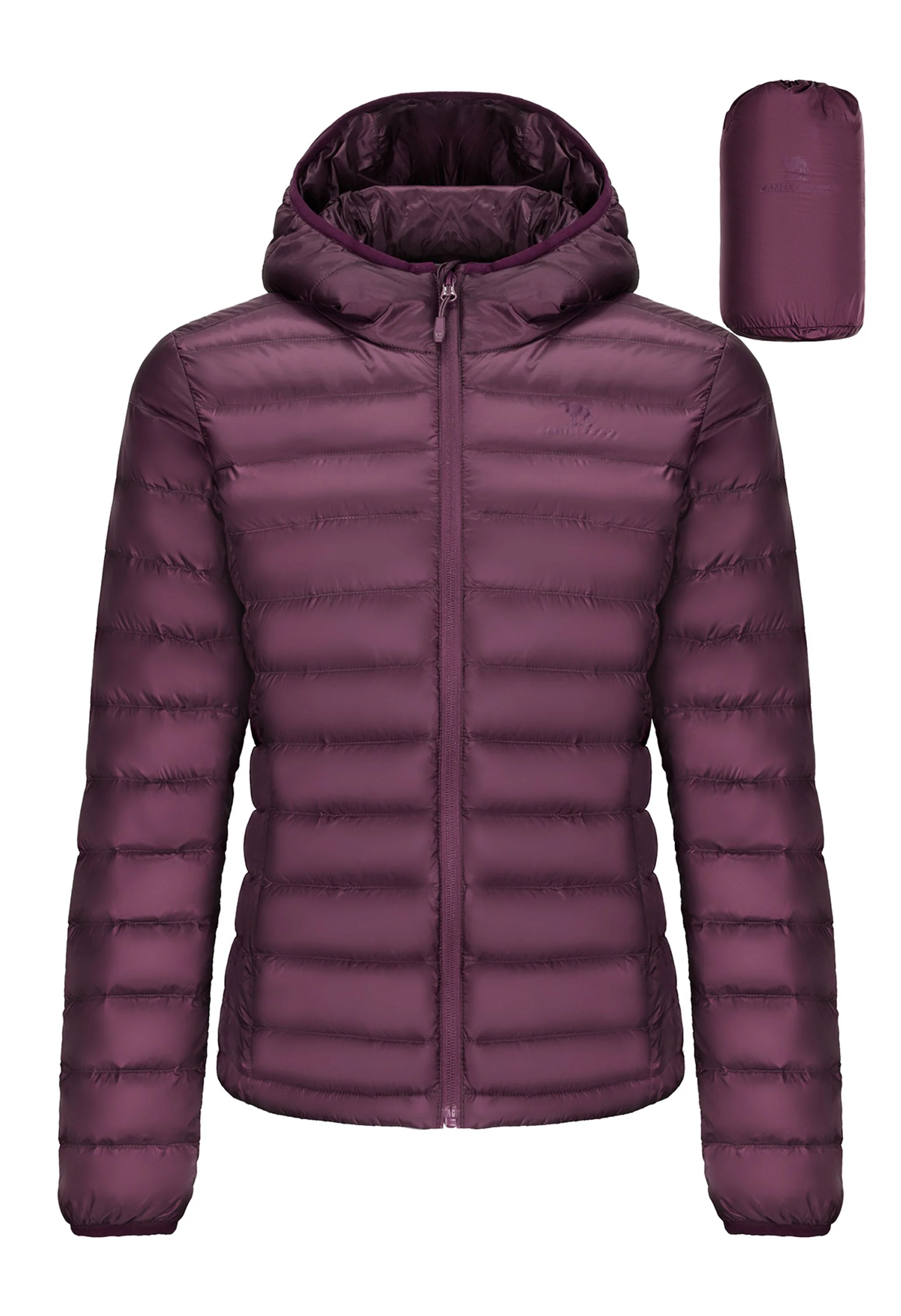 Women's Winter Purple Regular Fit Short Lightweight Windproof Down Jacket - Image 2