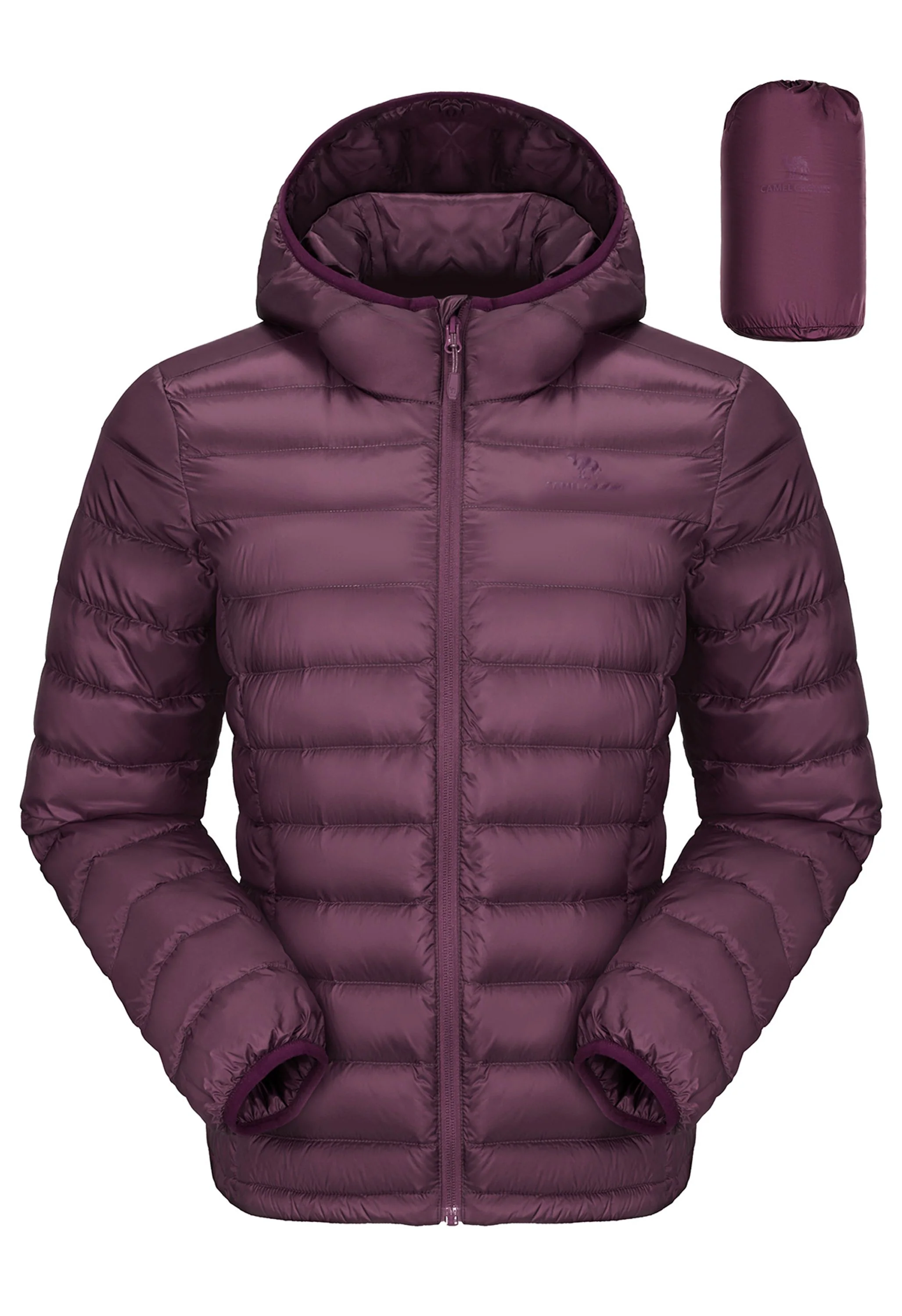 Women's Winter Purple Regular Fit Short Lightweight Windproof Down Jacket - Image 3