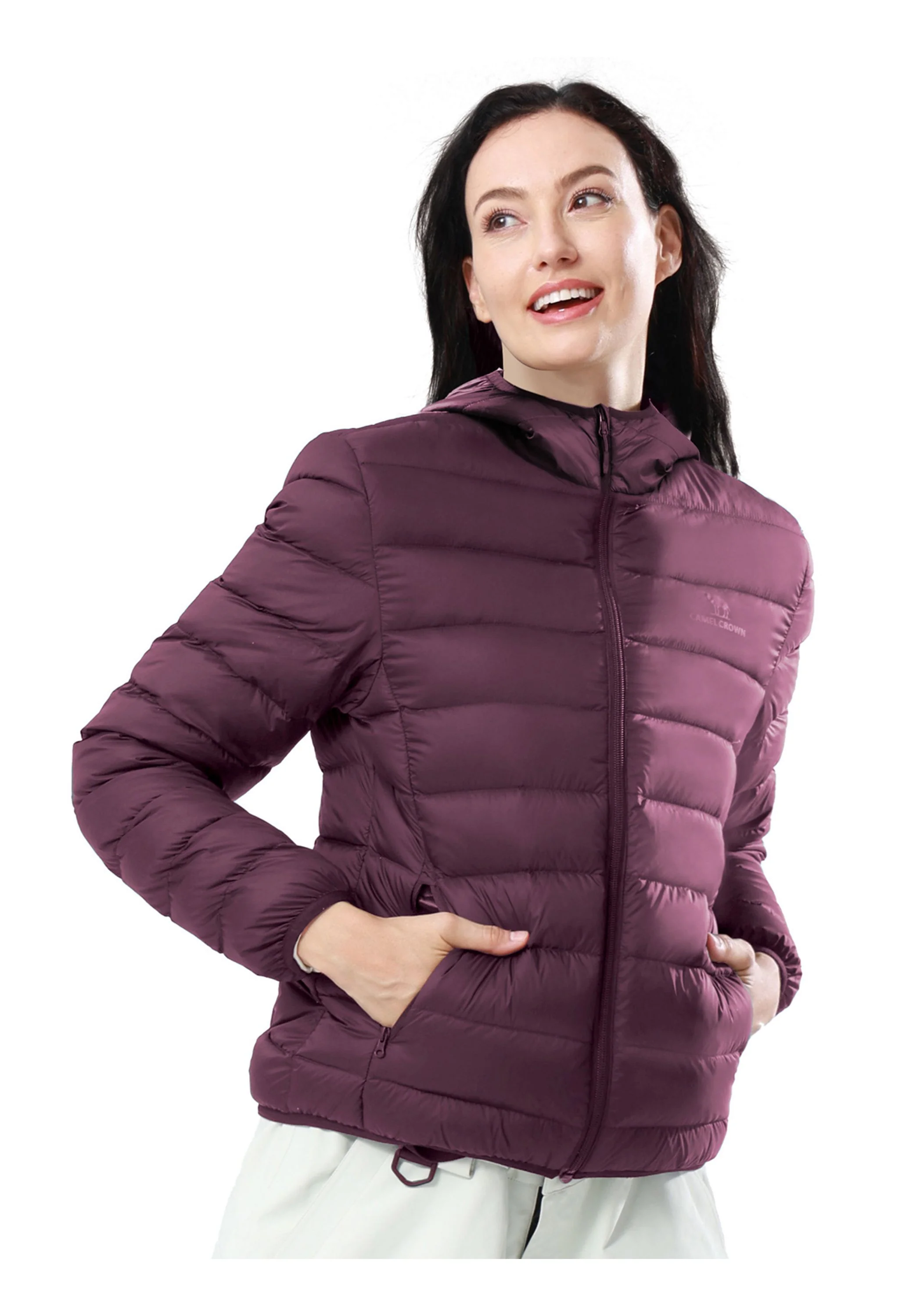 Women's Winter Purple Regular Fit Short Lightweight Windproof Down Jacket - Image 8