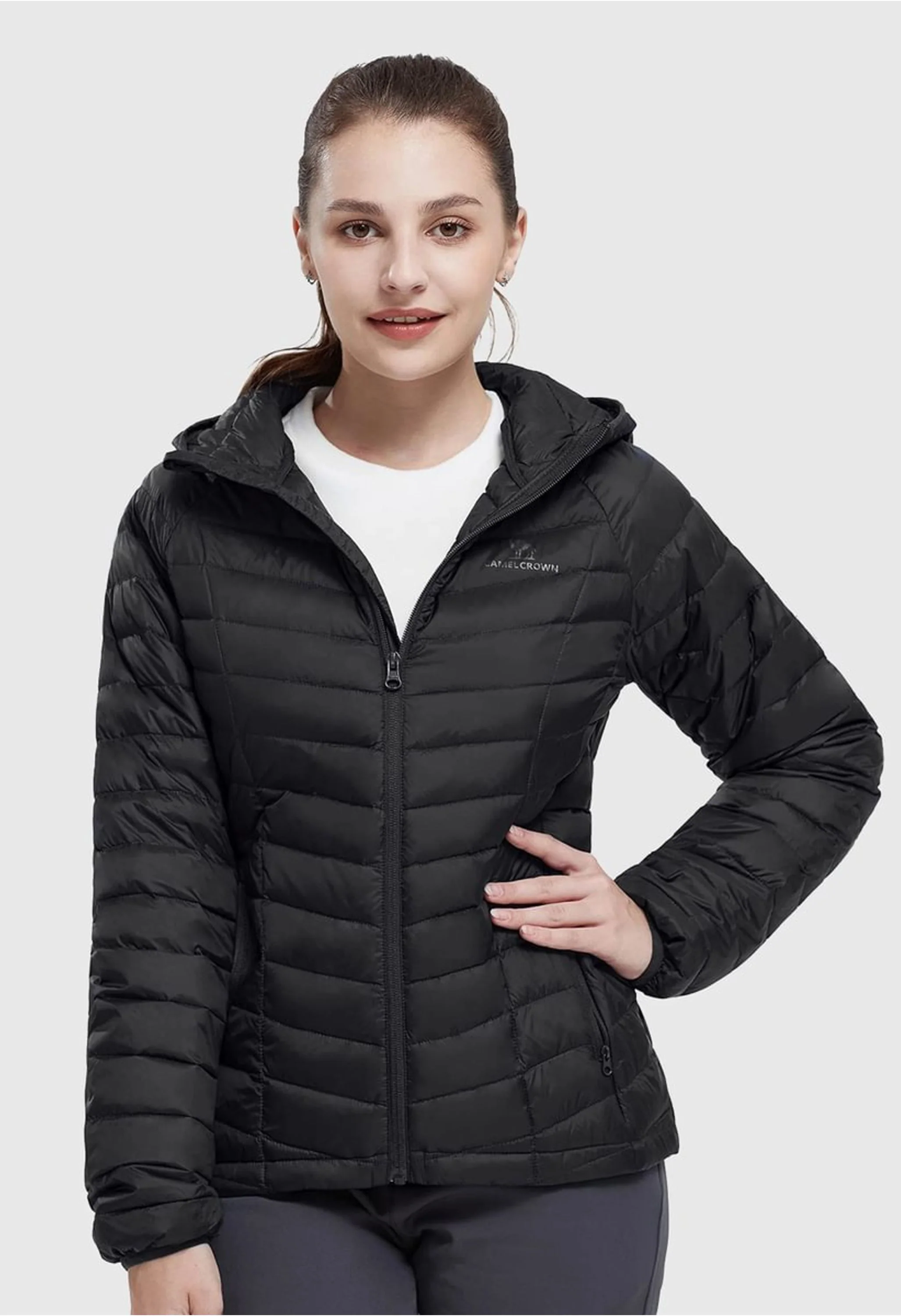 Women's Winter Black Regular Fit Short Lightweight Windproof Down Jacket - Image 2