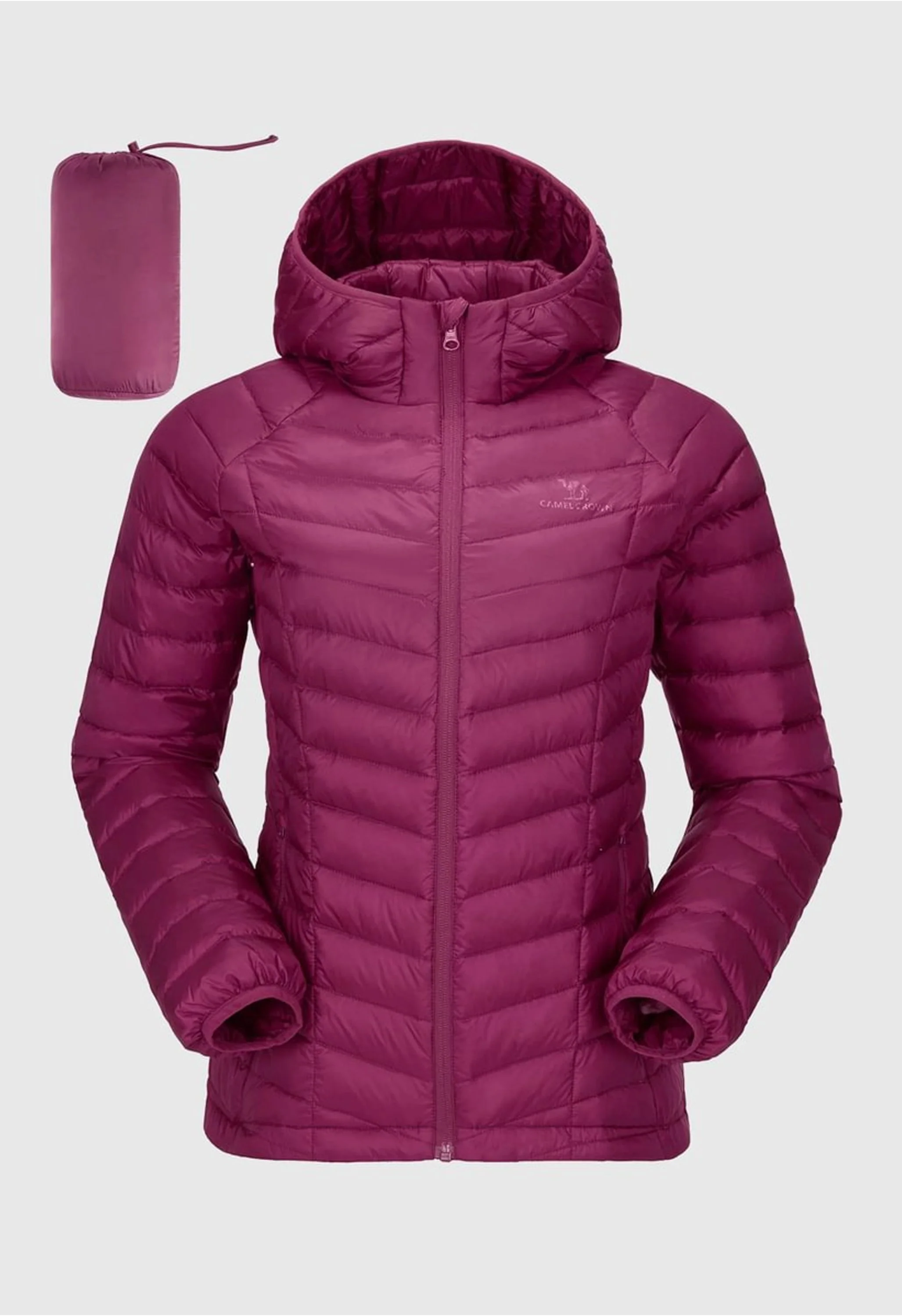 Women's Winter Purple Regular Fit Short Lightweight Windproof Down Jacket - Image 2