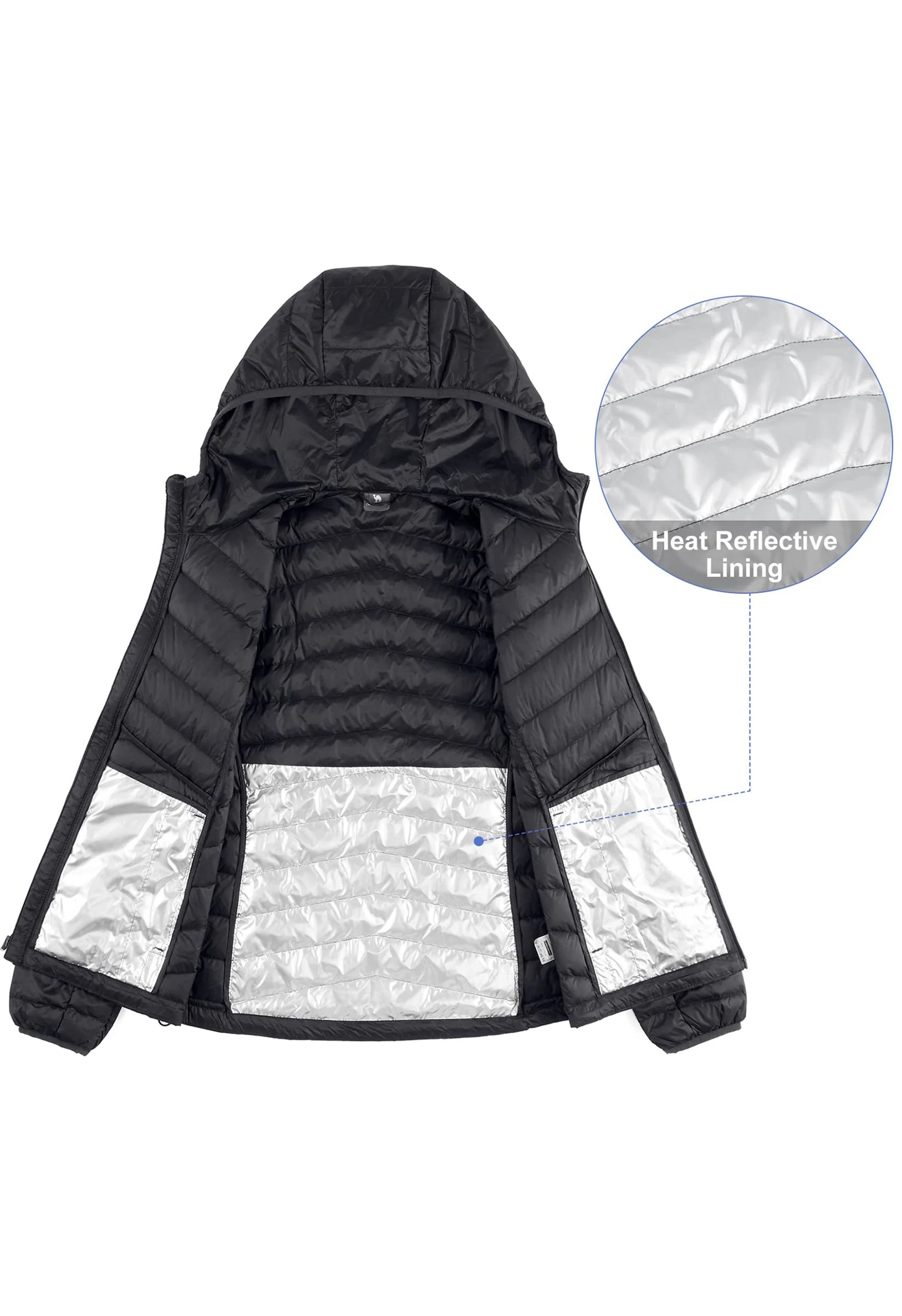 Women's Winter Black Regular Fit Short Lightweight Windproof Down Jacket - Image 2
