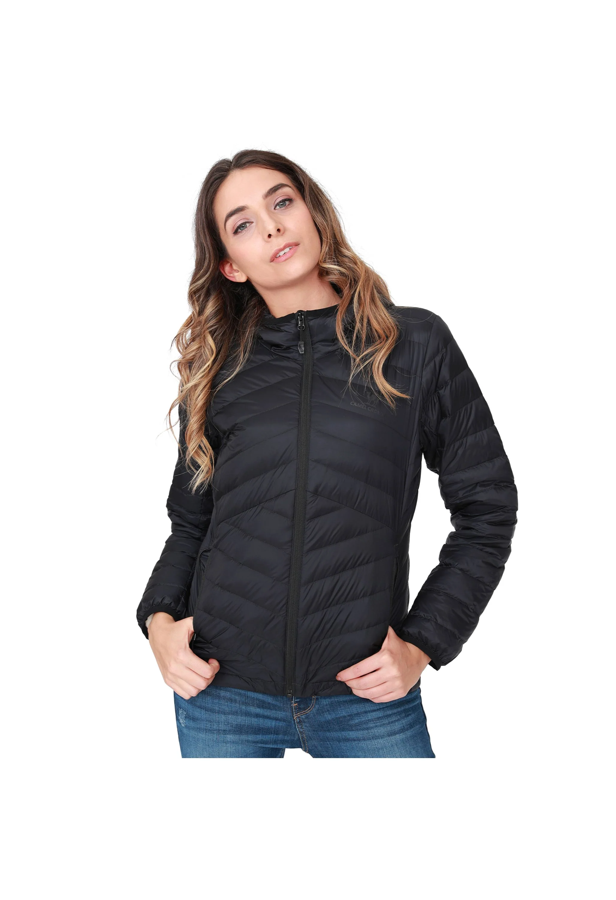 Women's Winter Black Regular Fit Short Lightweight Windproof Down Jacket - Image 4