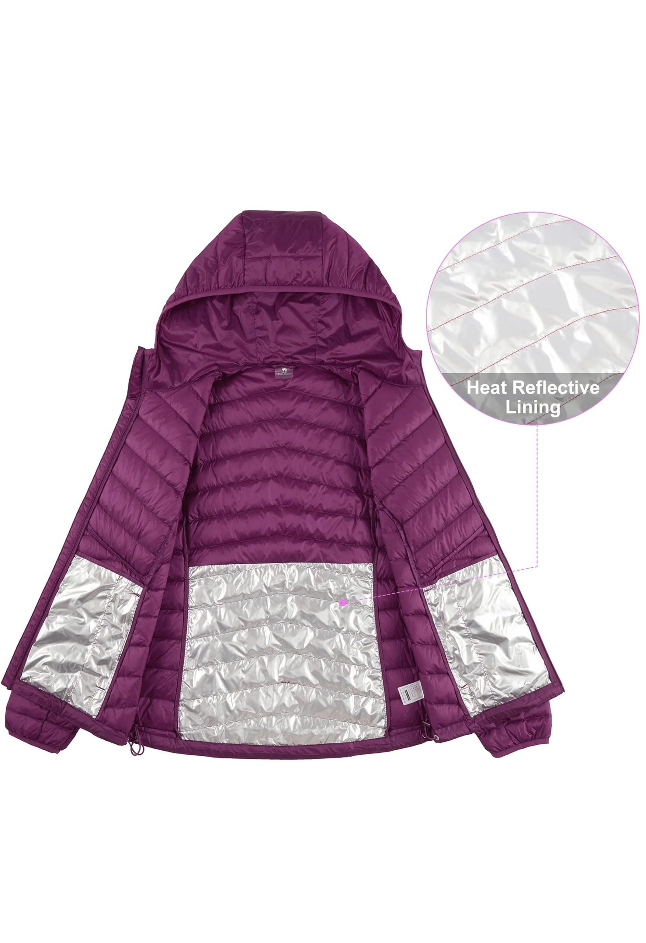 Women's Winter Purple Regular Fit Short Lightweight Windproof Down Jacket - Image 3