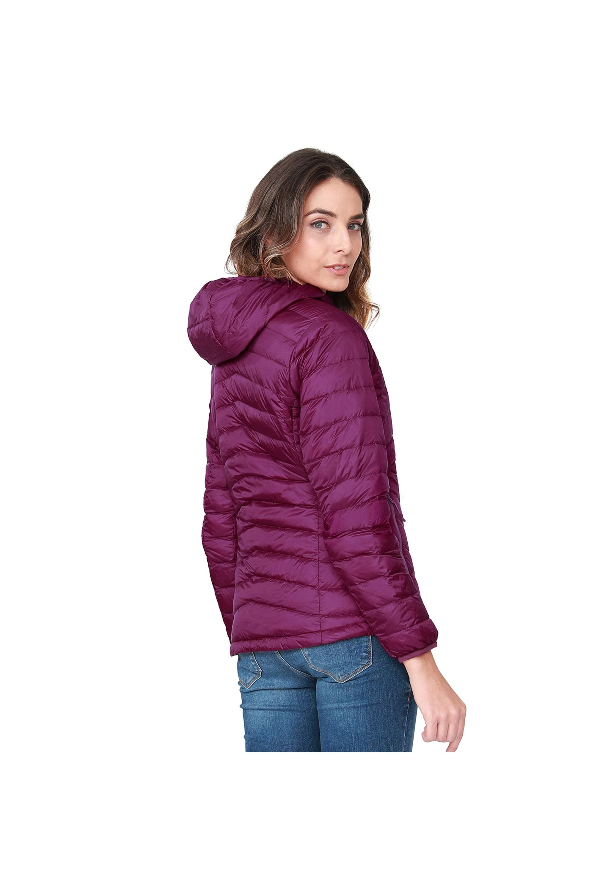 Women's Winter Purple Regular Fit Short Lightweight Windproof Down Jacket - Image 5