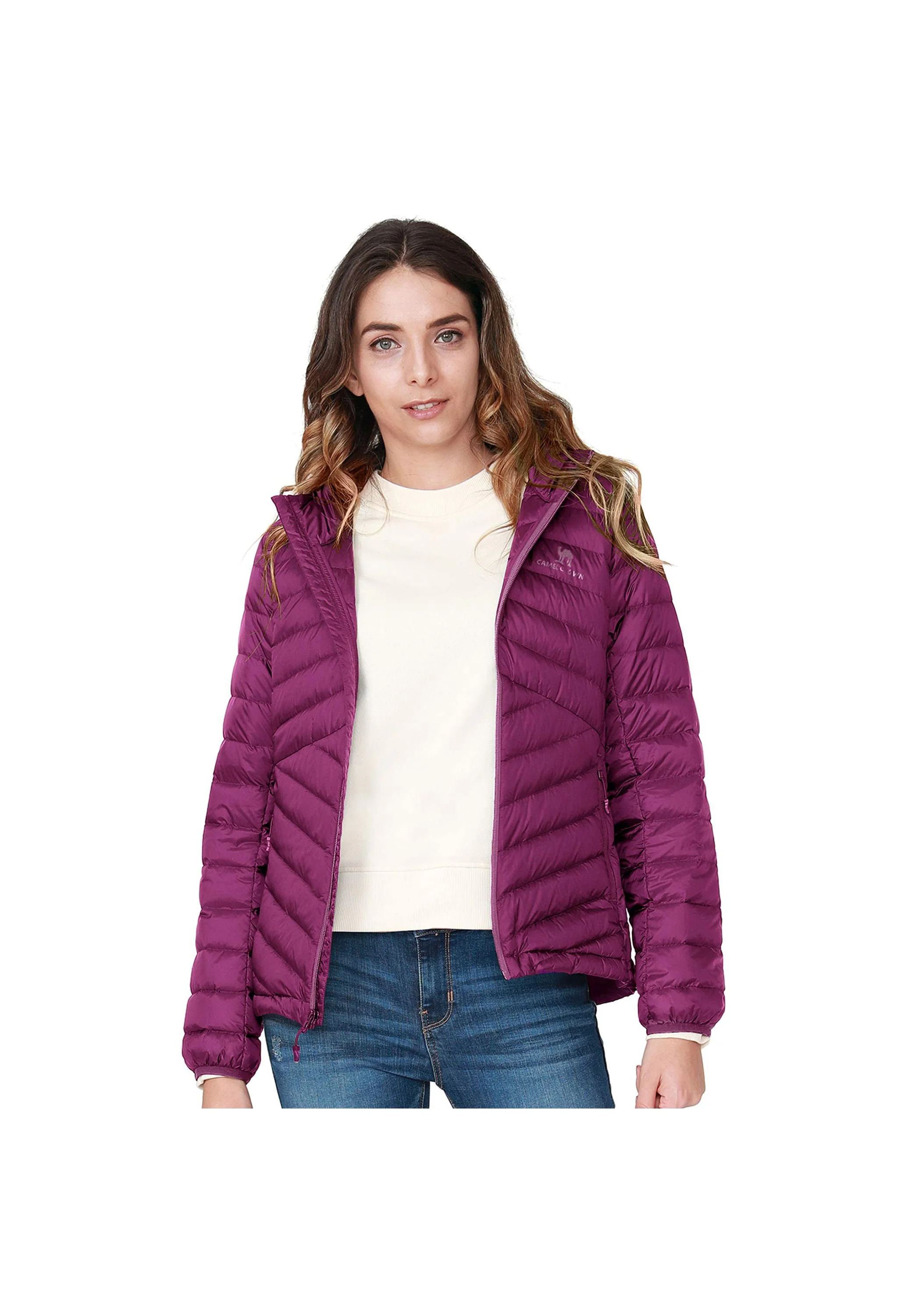 Women's Winter Purple Regular Fit Short Lightweight Windproof Down Jacket - Image 6