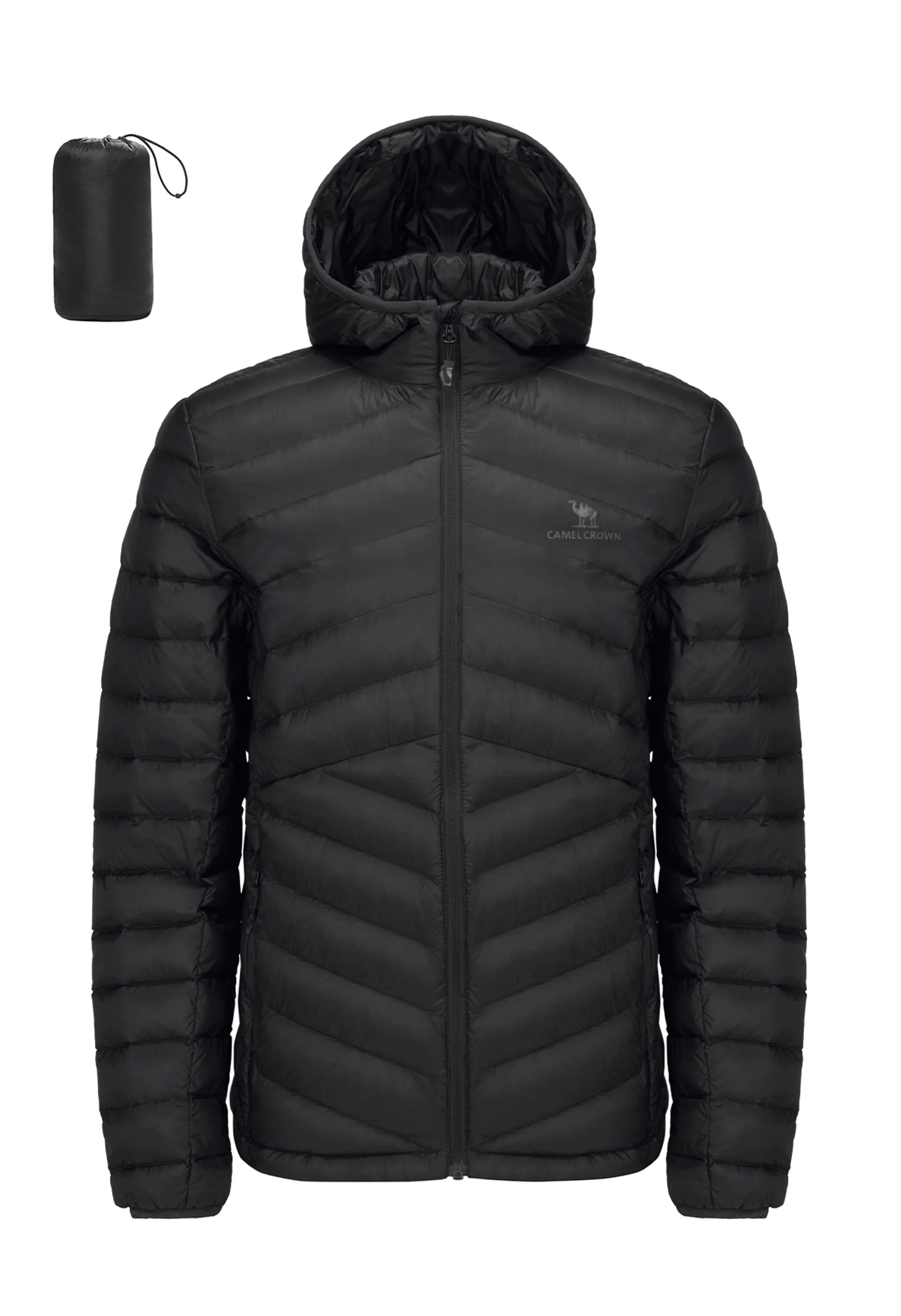 Men's Winter Black Regular Fit Short Lightweight Windproof Down Jacket - Image 3