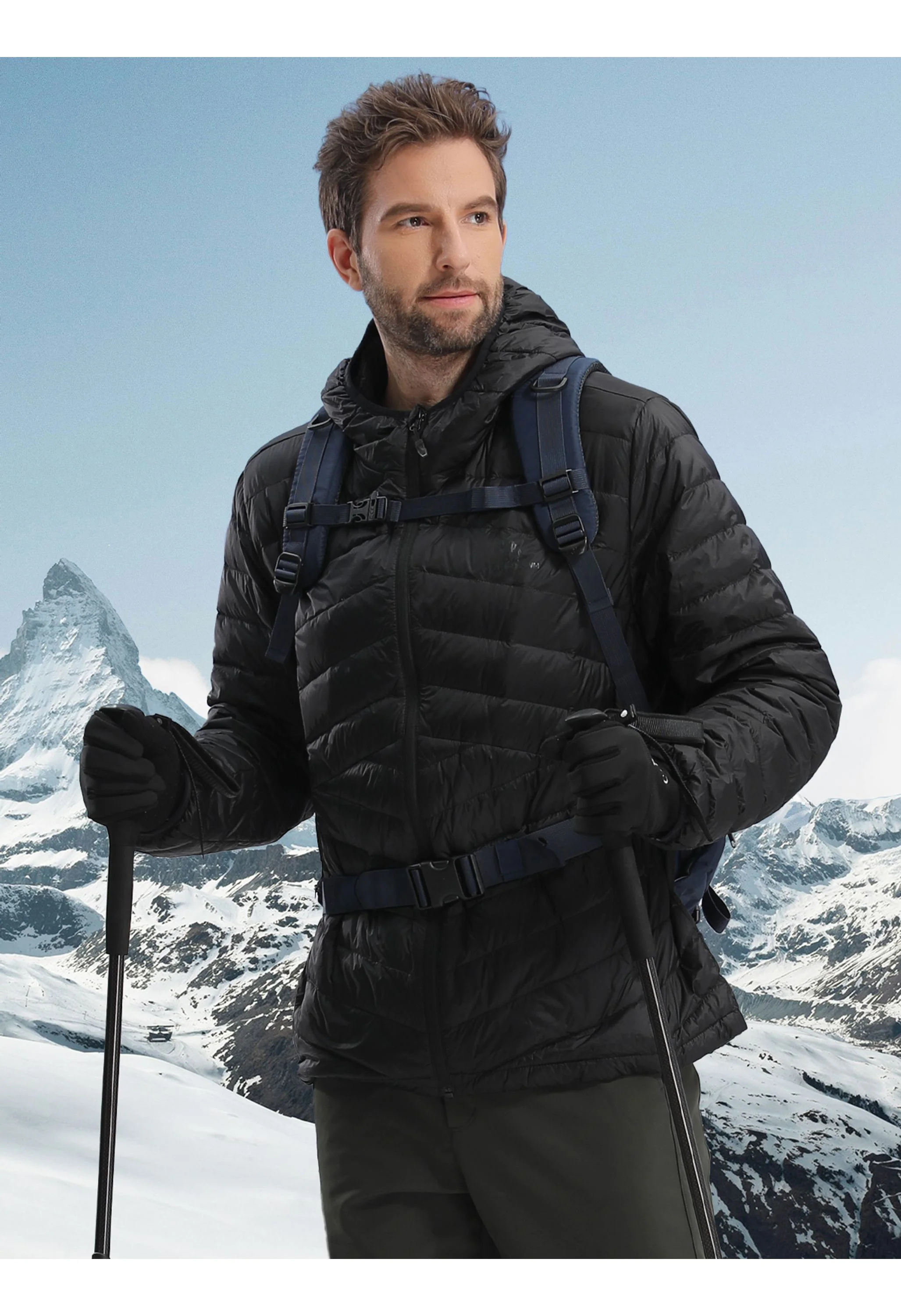 Men's Winter Black Regular Fit Short Lightweight Windproof Down Jacket - Image 6