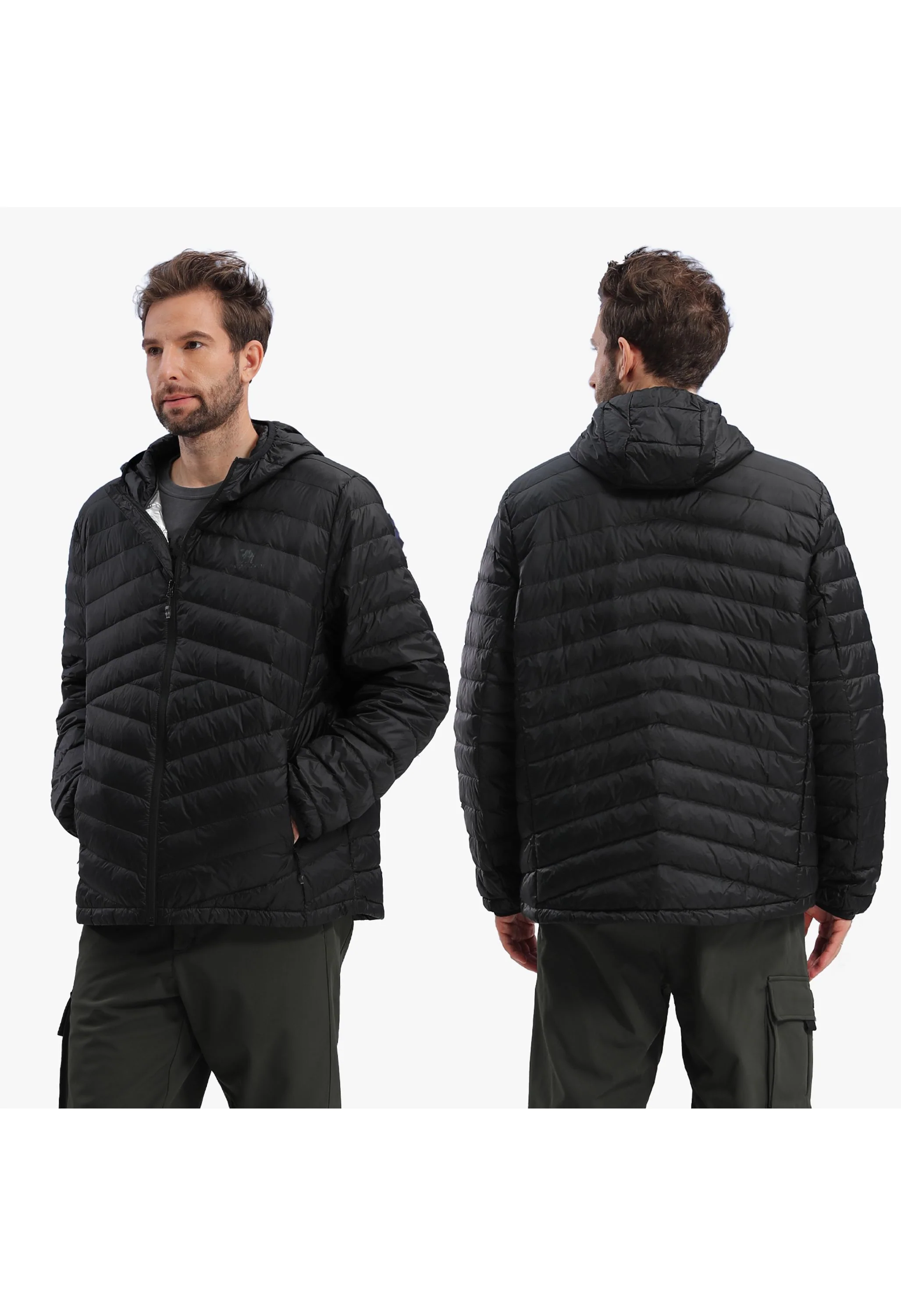 Men's Winter Black Regular Fit Short Lightweight Windproof Down Jacket - Image 7
