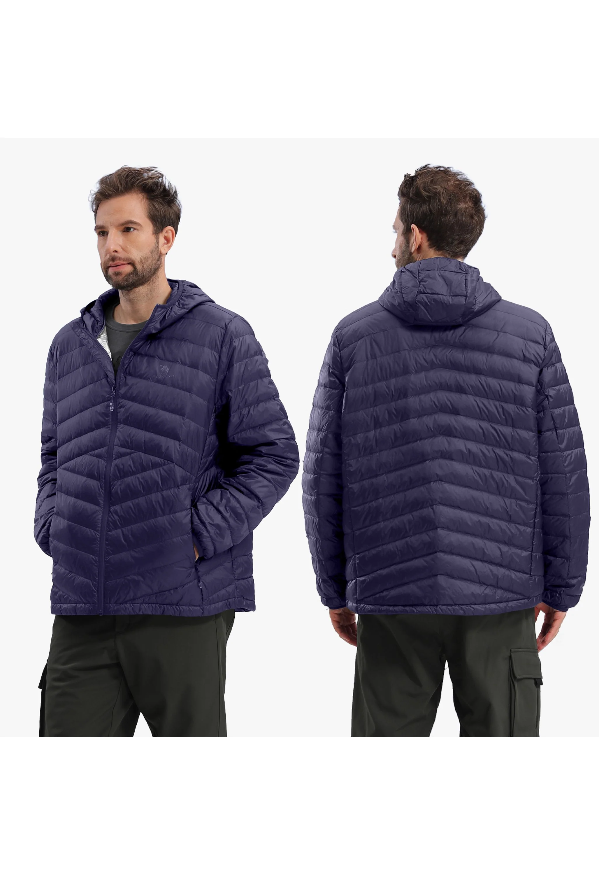 Men's Winter Blue Regular Fit Short Lightweight Windproof Down Jacket - Image 7