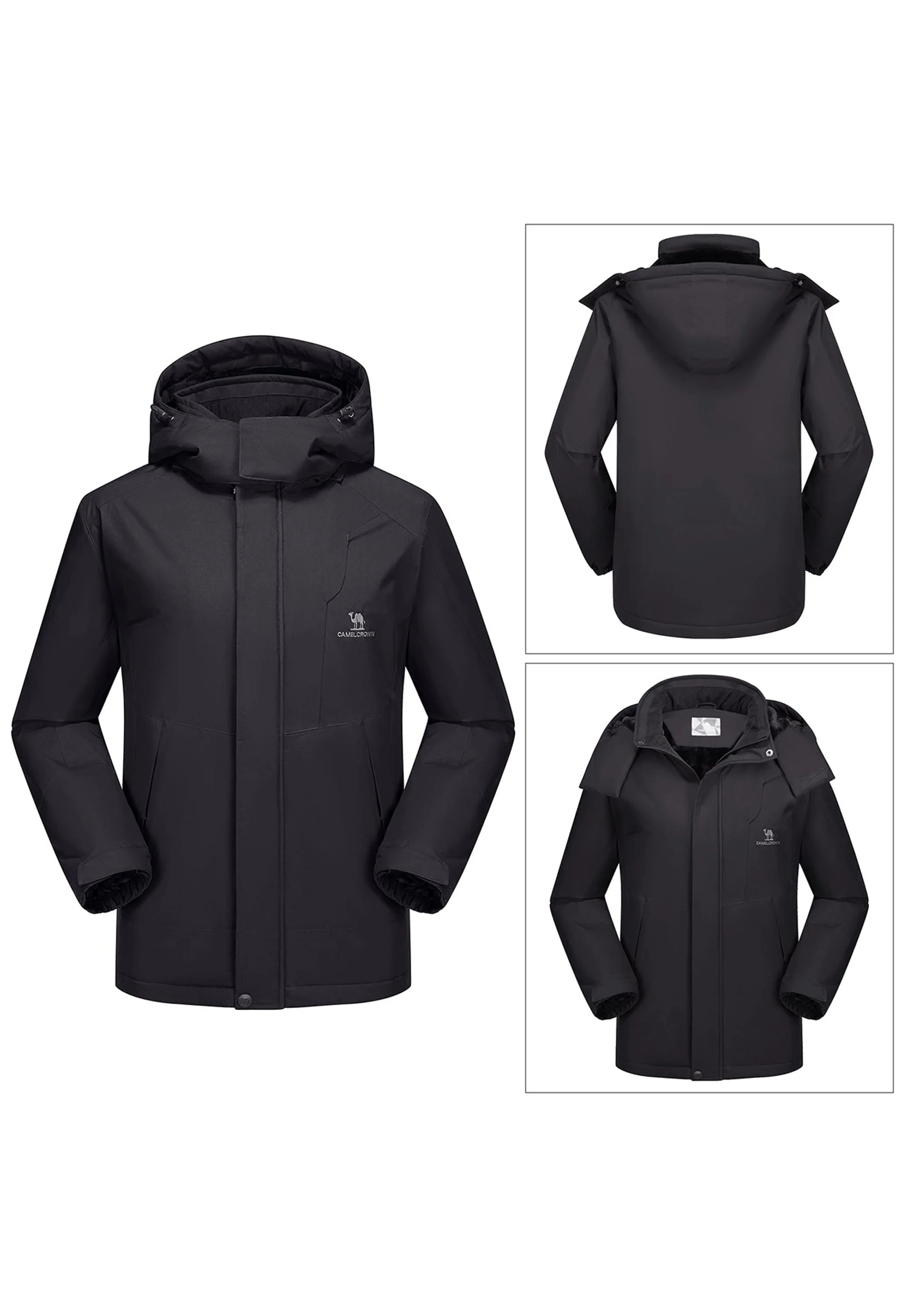 Men's Winter Black Regular Fit Short Waterproof Windproof Ski Jacket - Image 6