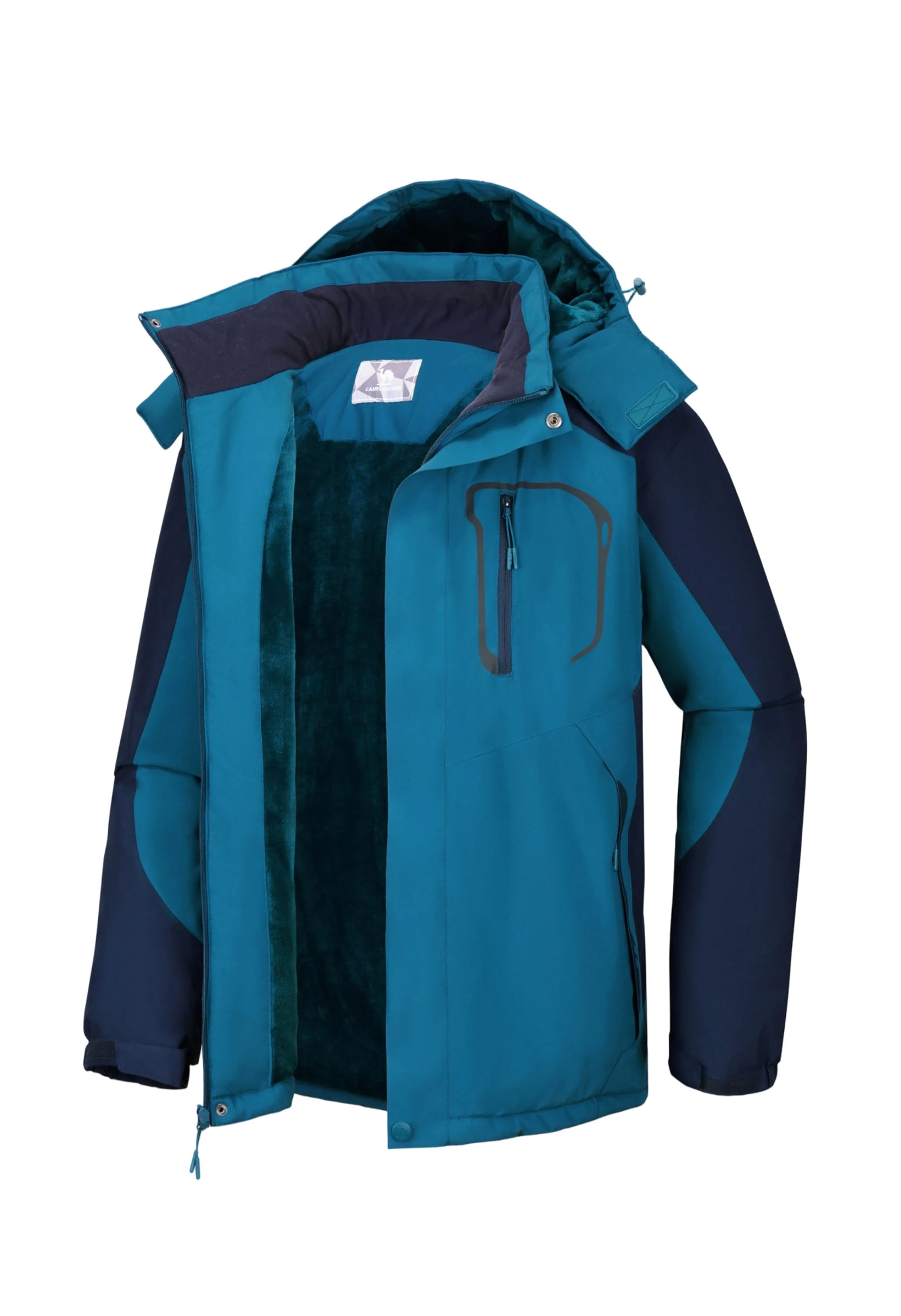 Men's Winter Blue Regular Fit Short Waterproof Windproof Ski Jacket - Image 2