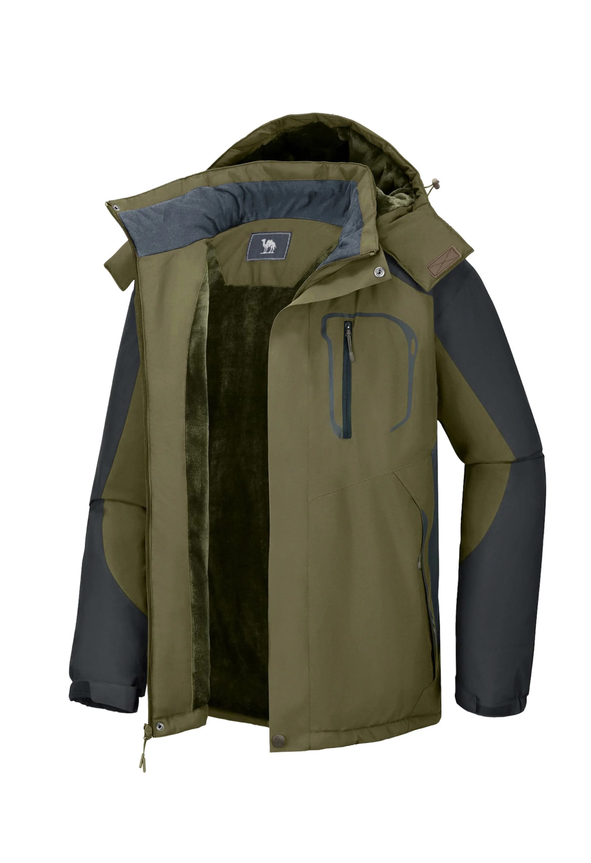 Men's Winter Brown Regular Fit Short Waterproof Windproof Ski Jacket - Image 2