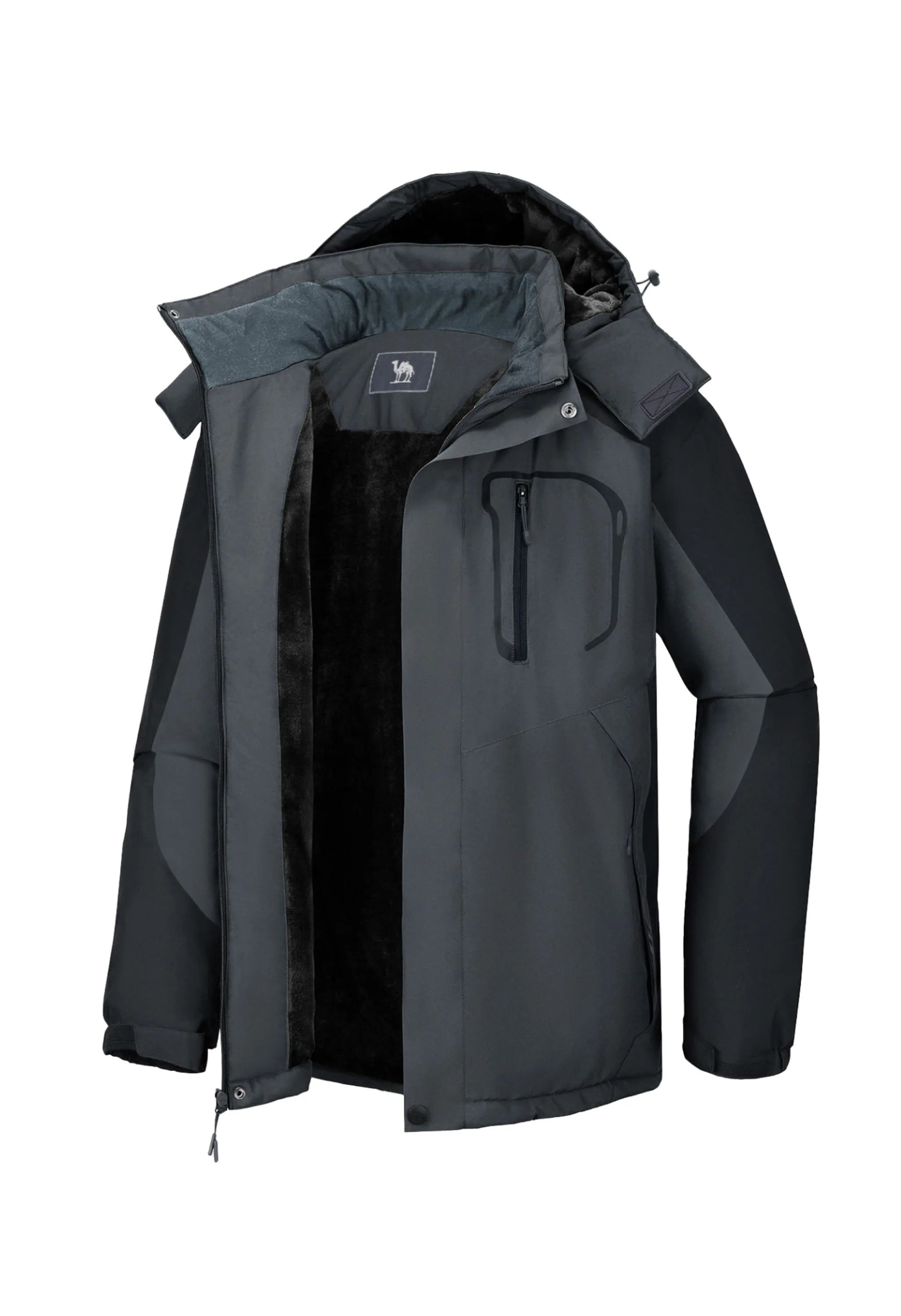Men's Winter Gray Regular Fit Short Waterproof Windproof Ski Jacket - Image 2