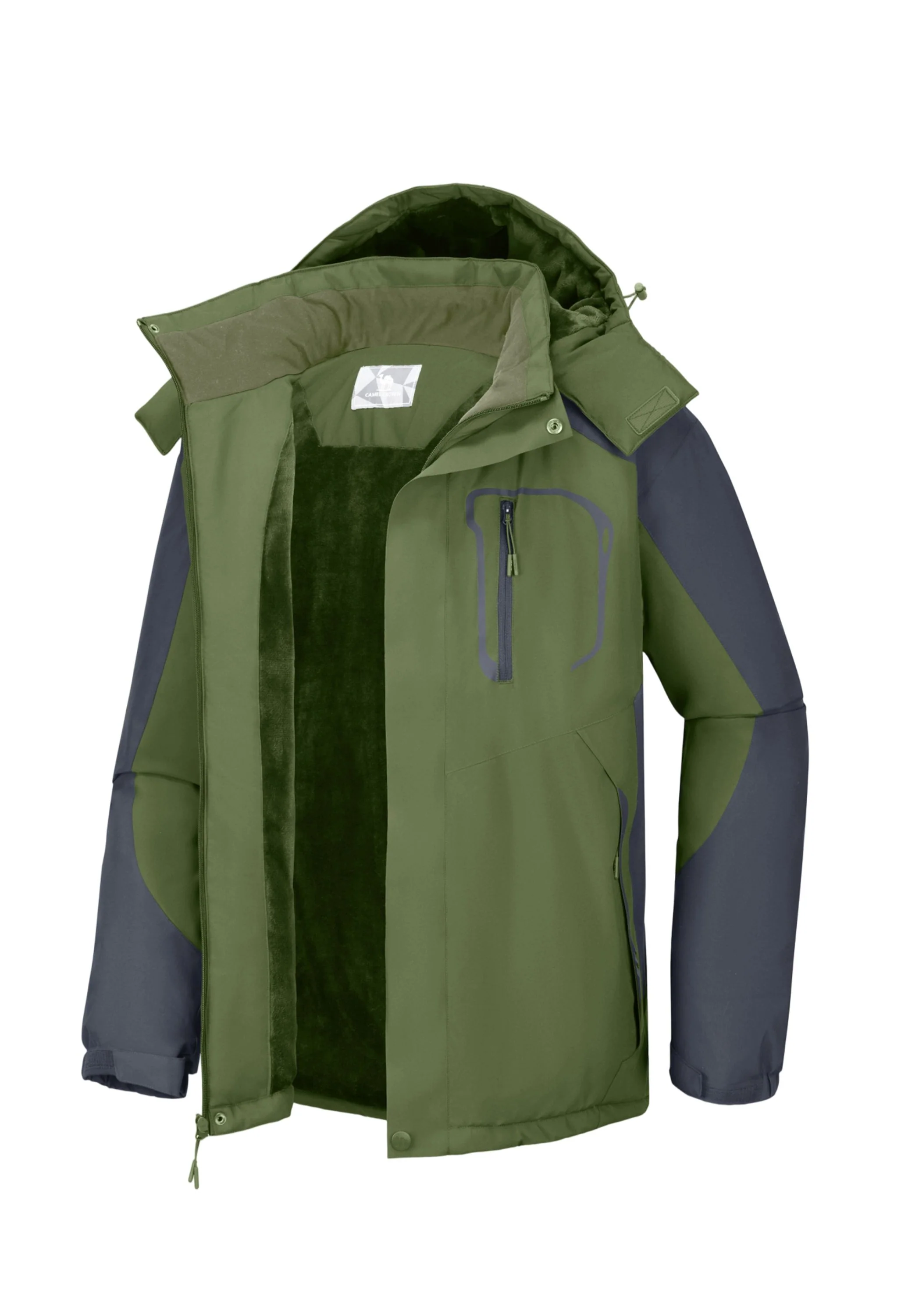 Men's Winter Green Regular Fit Short Waterproof Windproof Ski Jacket - Image 2