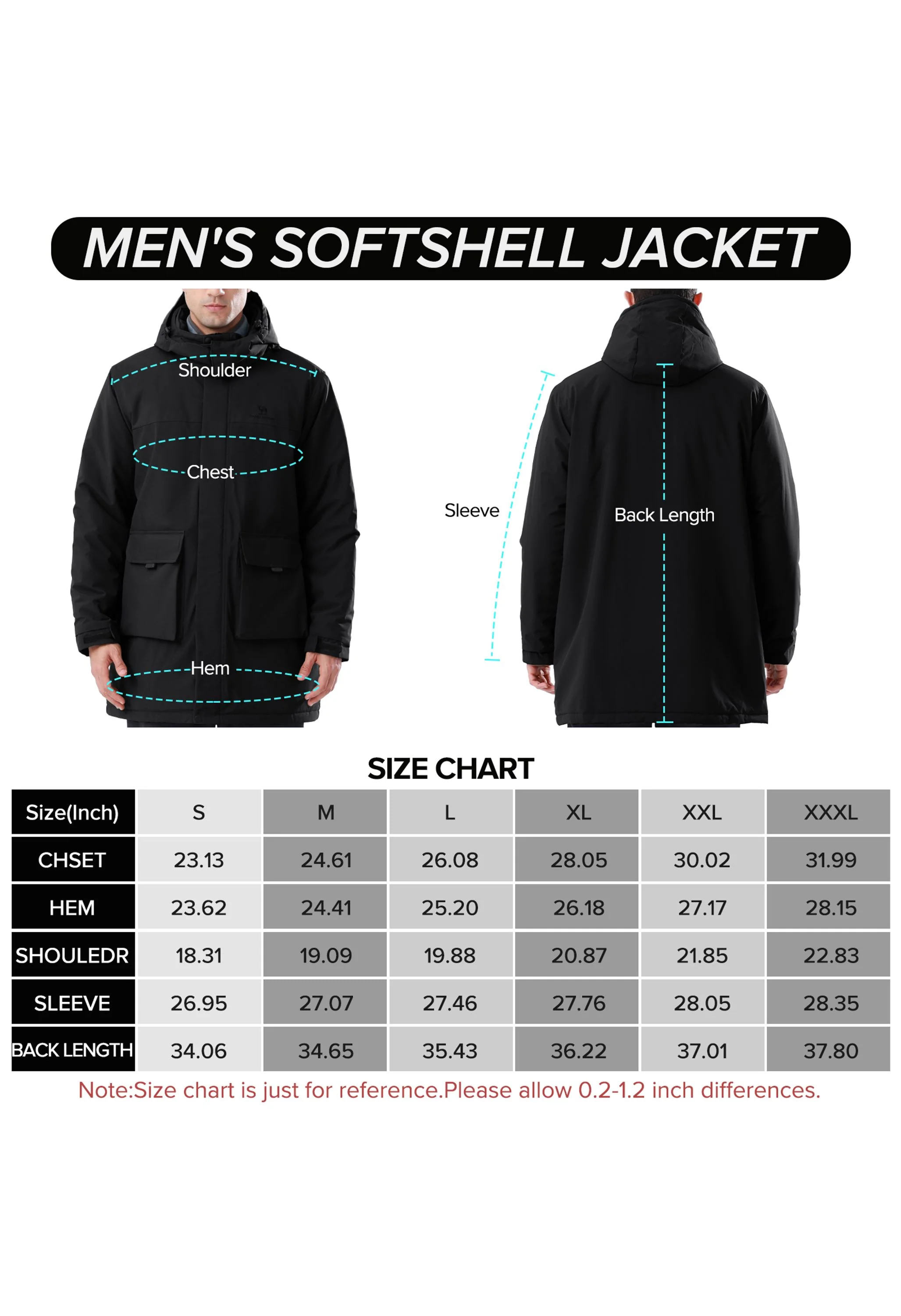 Men's Winter Black Regular Fit Short Waterproof Windproof Ski Jacket - Image 9