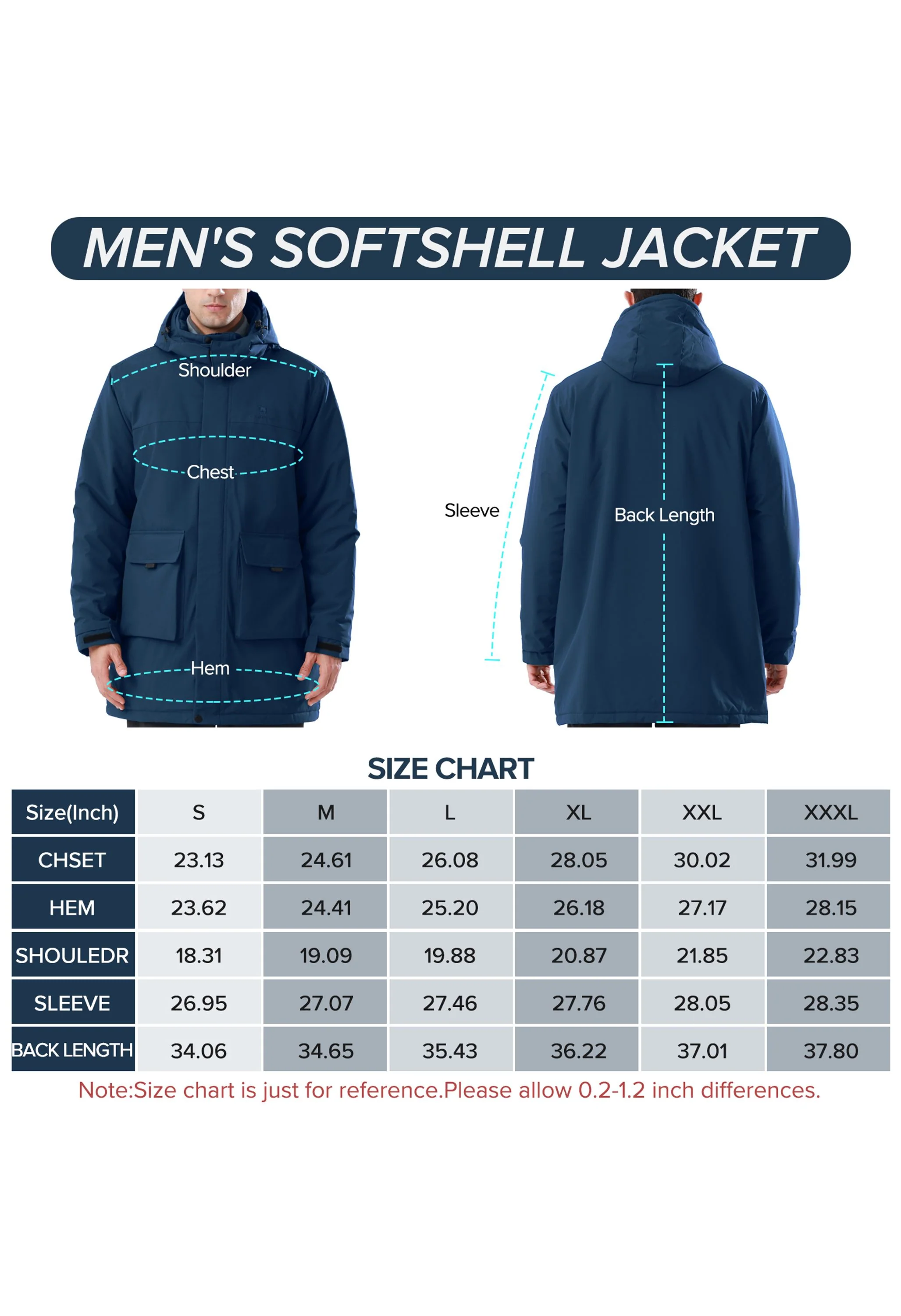 Men's Winter Blue Regular Fit Short Waterproof Windproof Ski Jacket - Image 9
