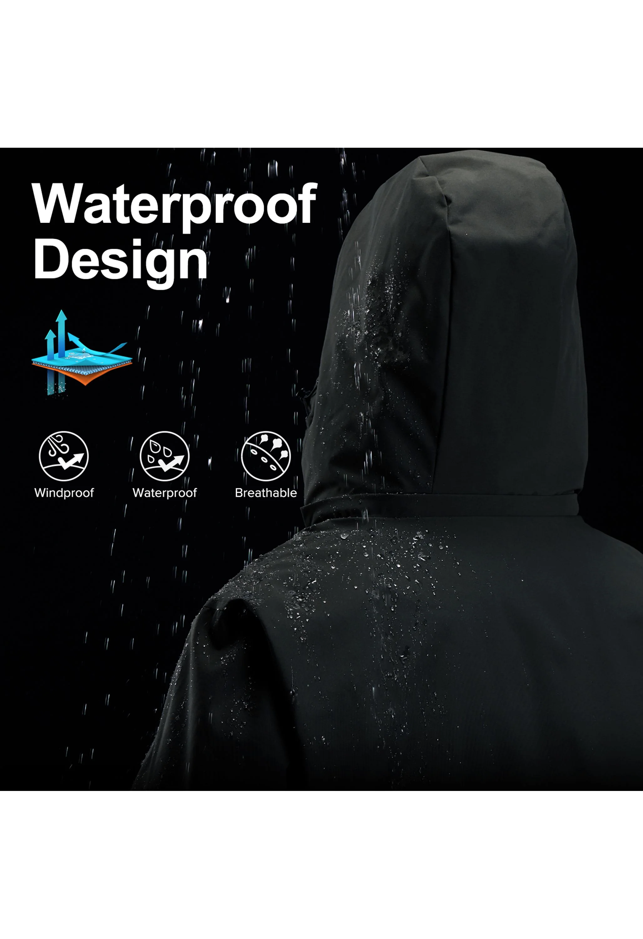 Men's Winter Gray Regular Fit Short Waterproof Windproof Ski Jacket - Image 5