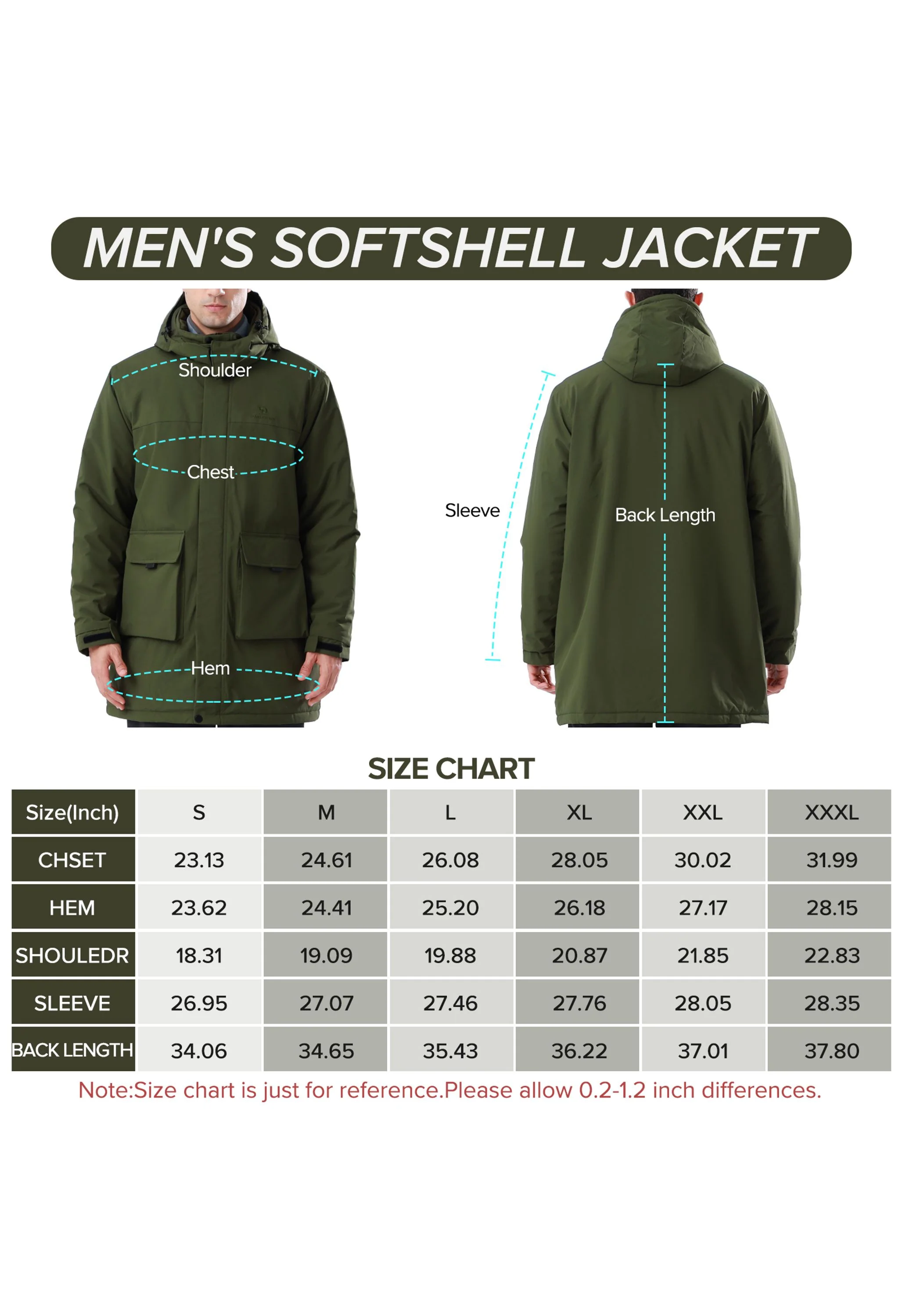 Men's Winter Green Regular Fit Short Waterproof Windproof Ski Jacket - Image 9