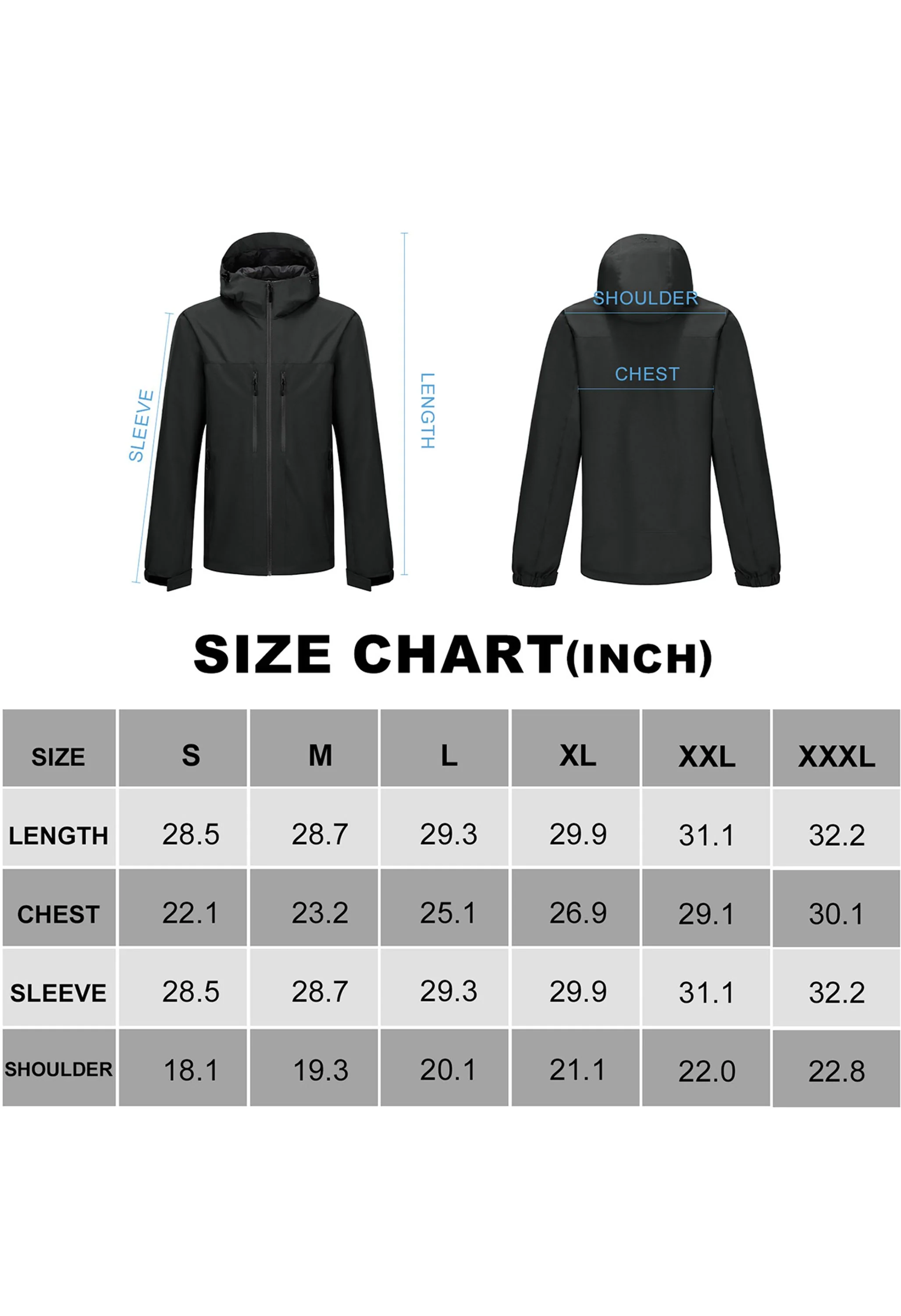 Men's Hiking Black Regular Fit Short Lightweight Waterproof Windproof Jacket - Image 6
