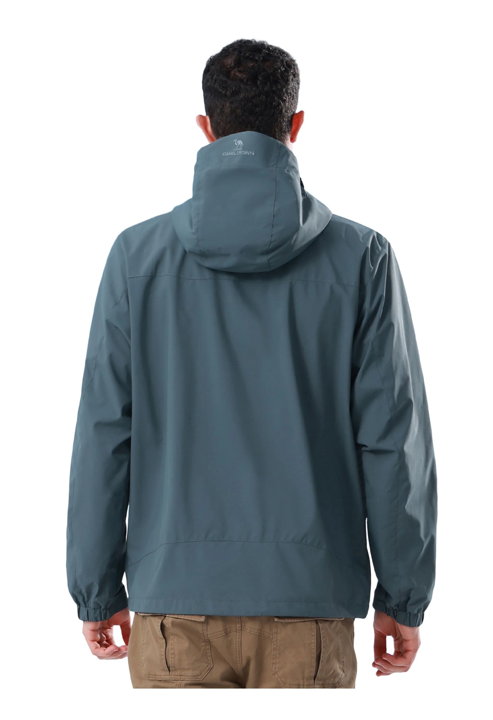 Men's Hiking Gray Regular Fit Short Lightweight Waterproof Windproof Jacket - Image 2