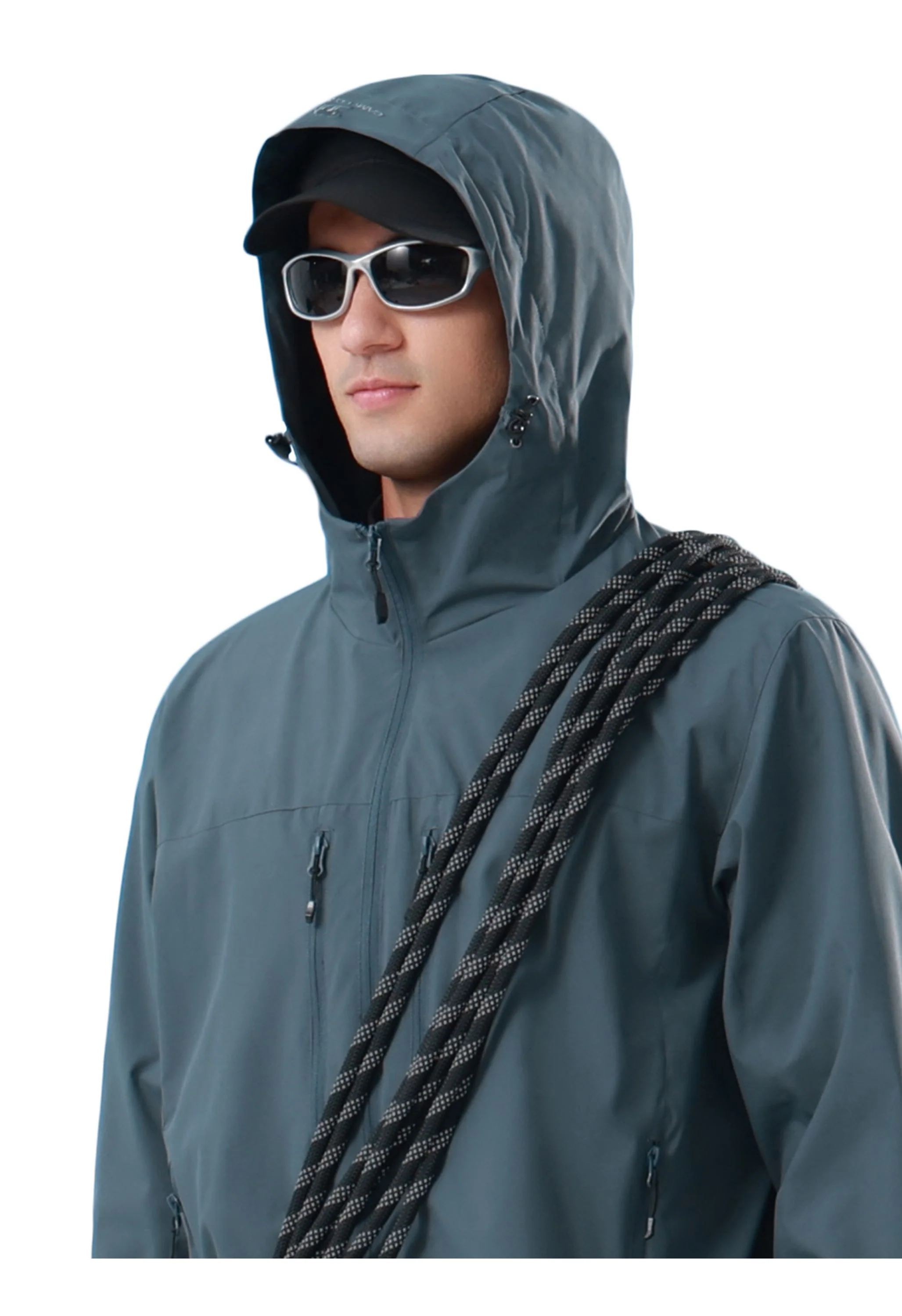 Men's Hiking Gray Regular Fit Short Lightweight Waterproof Windproof Jacket - Image 4
