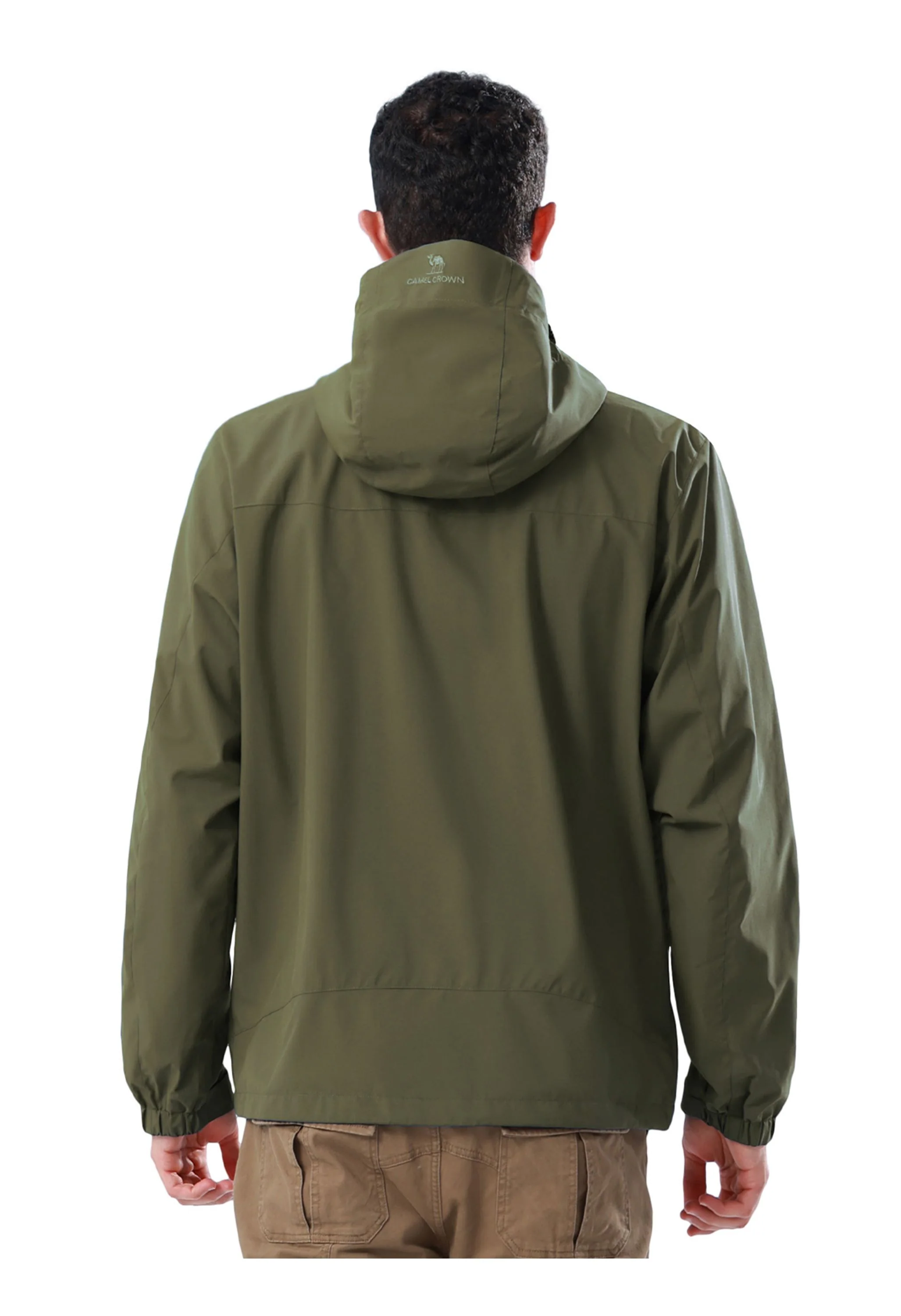 Men's Hiking Green Regular Fit Short Lightweight Waterproof Windproof Jacket - Image 2