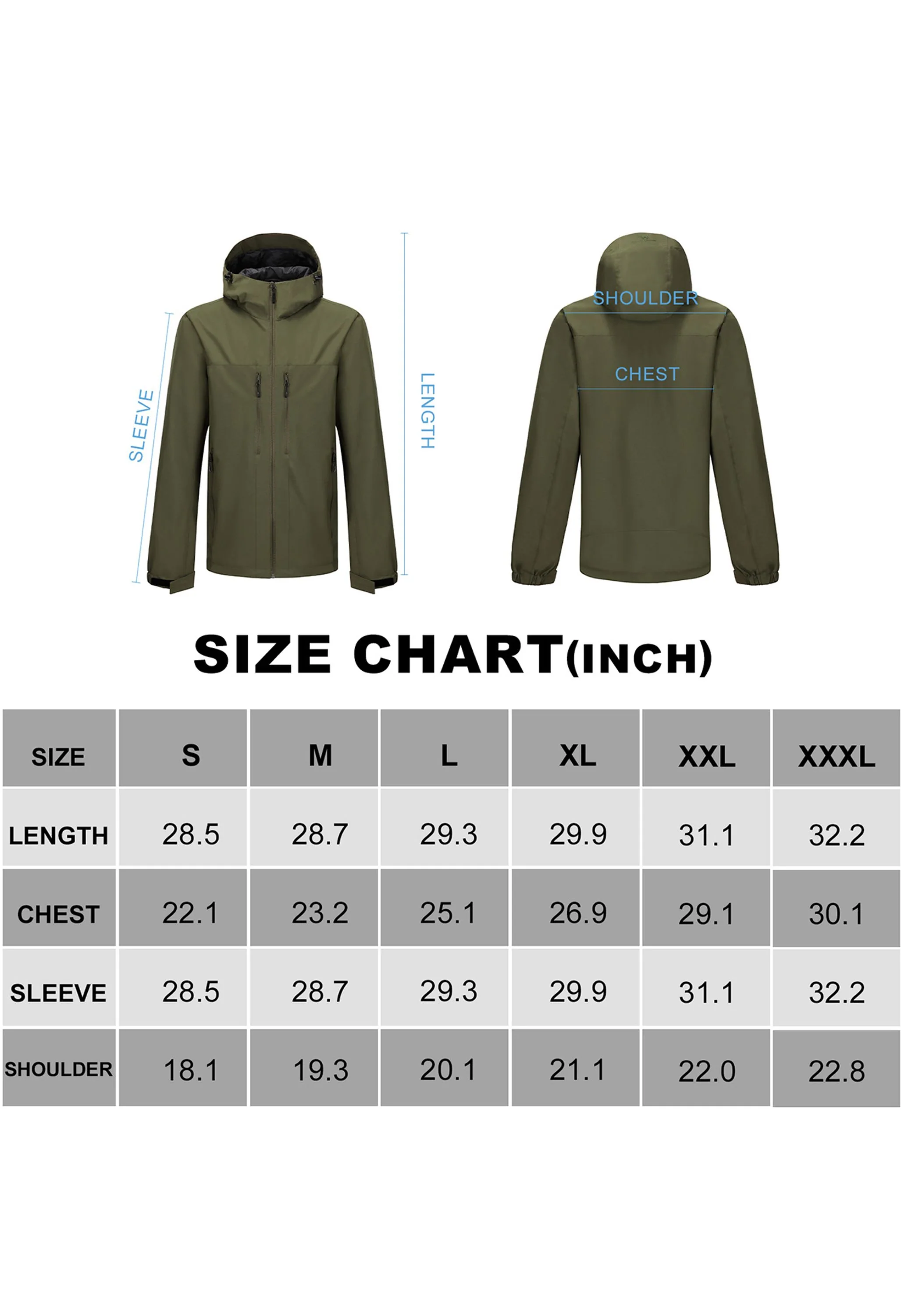 Men's Hiking Green Regular Fit Short Lightweight Waterproof Windproof Jacket - Image 6