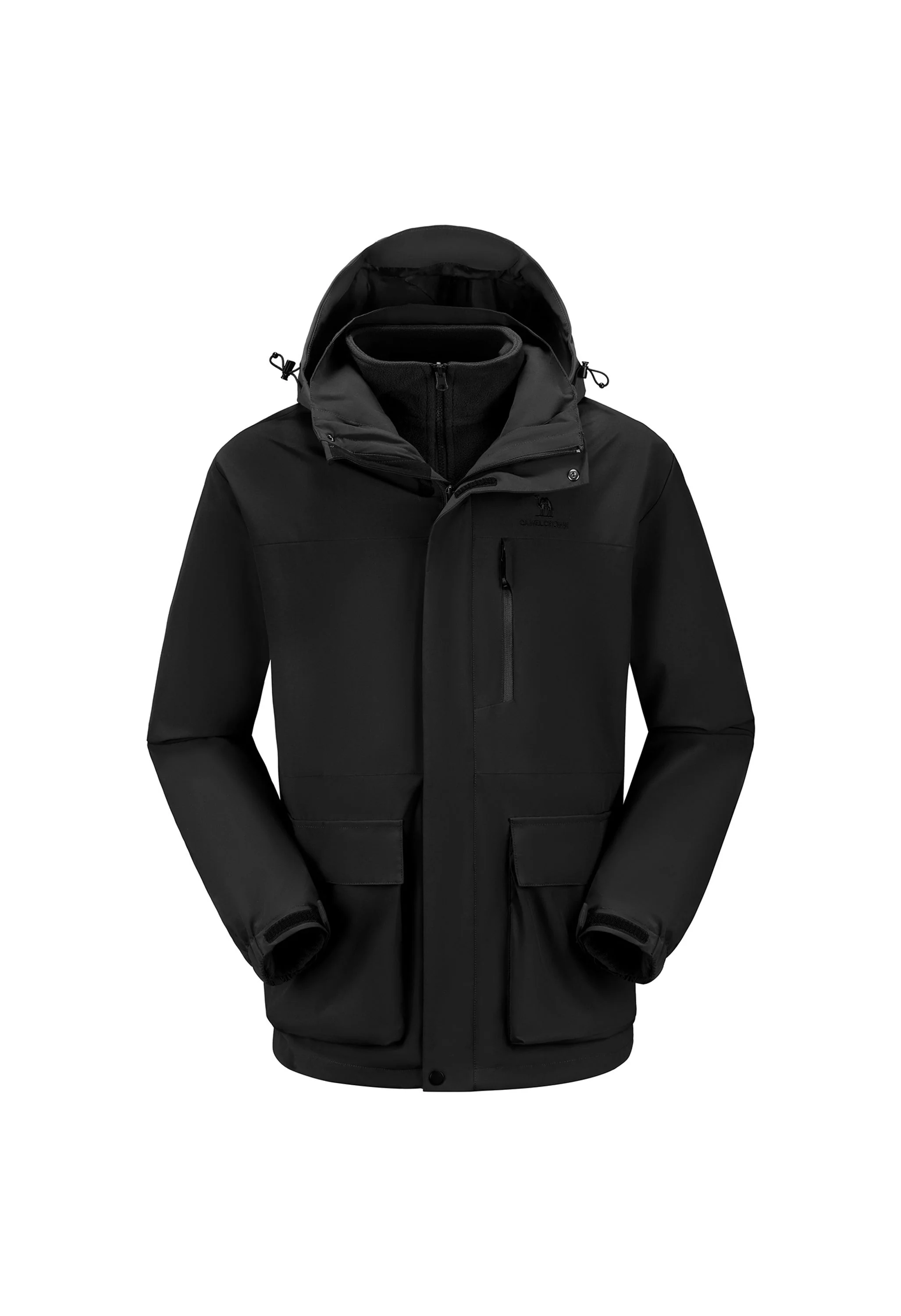 Men's Ski Black Regular Fit Short Waterproof Windproof 3in1 Jacket - Image 2