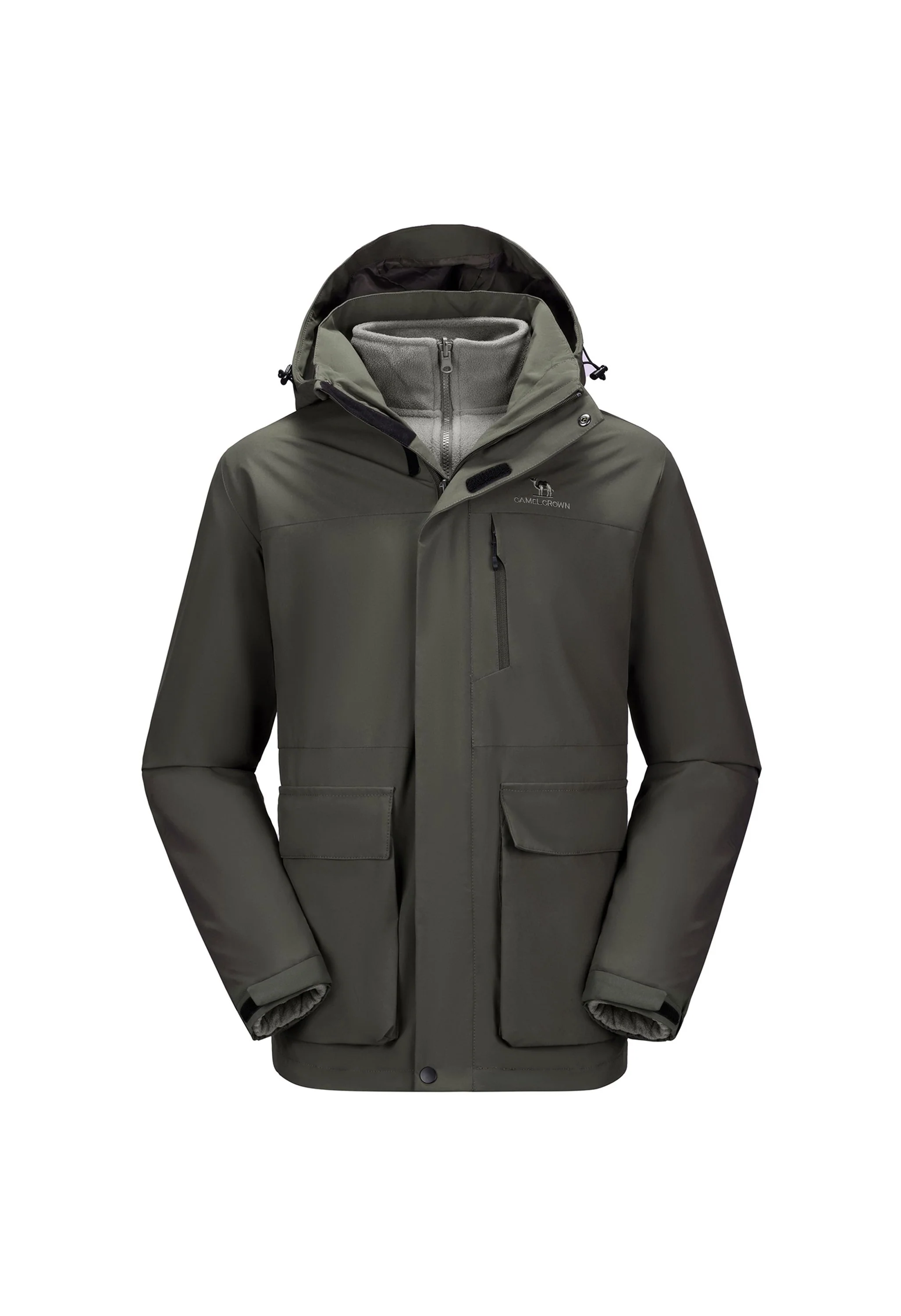 Men's Ski Gray Regular Fit Short Waterproof Windproof 3in1 Jacket - Image 2
