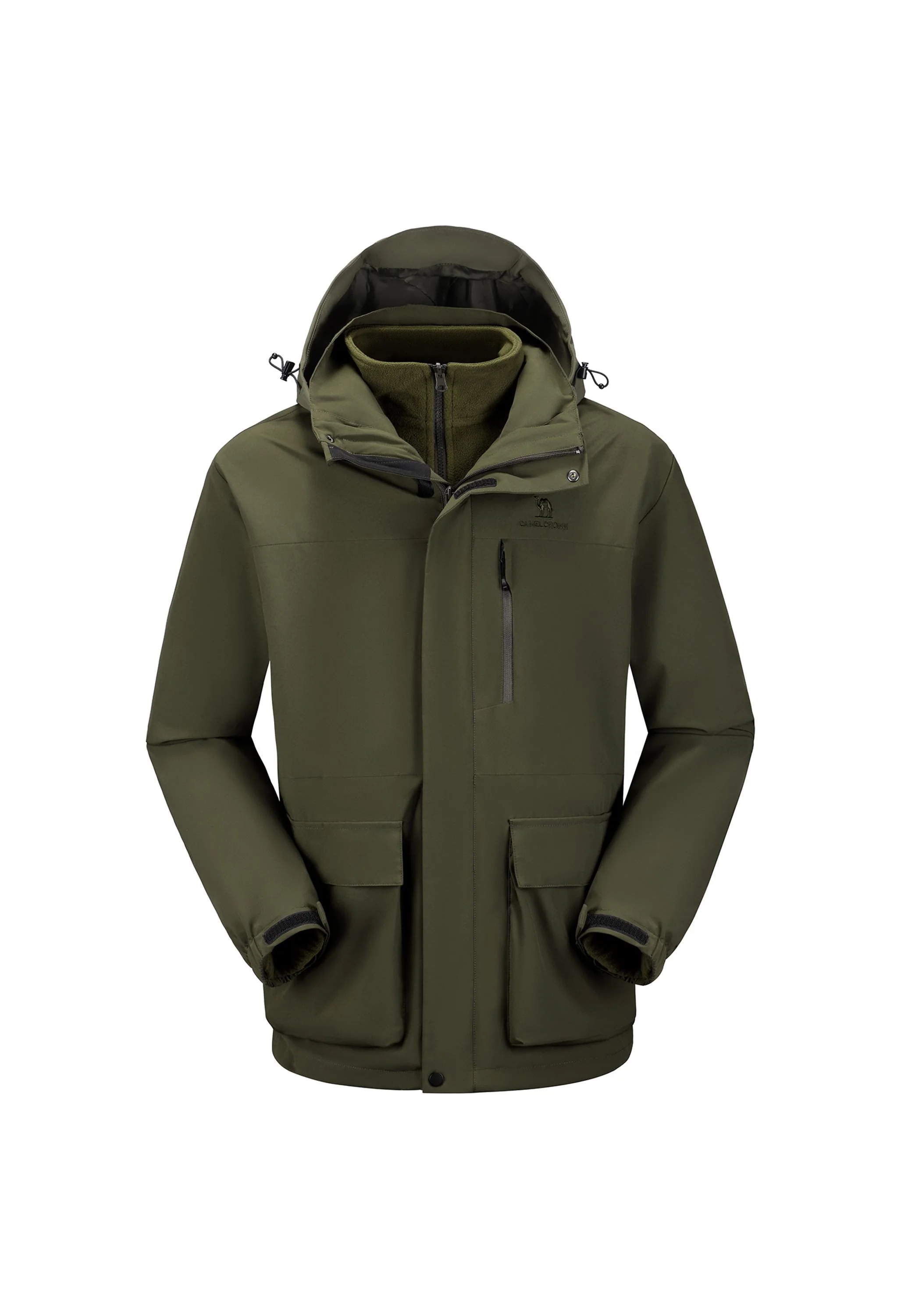 Men's Ski Green Regular Fit Short Waterproof Windproof 3in1 Jacket - Image 2