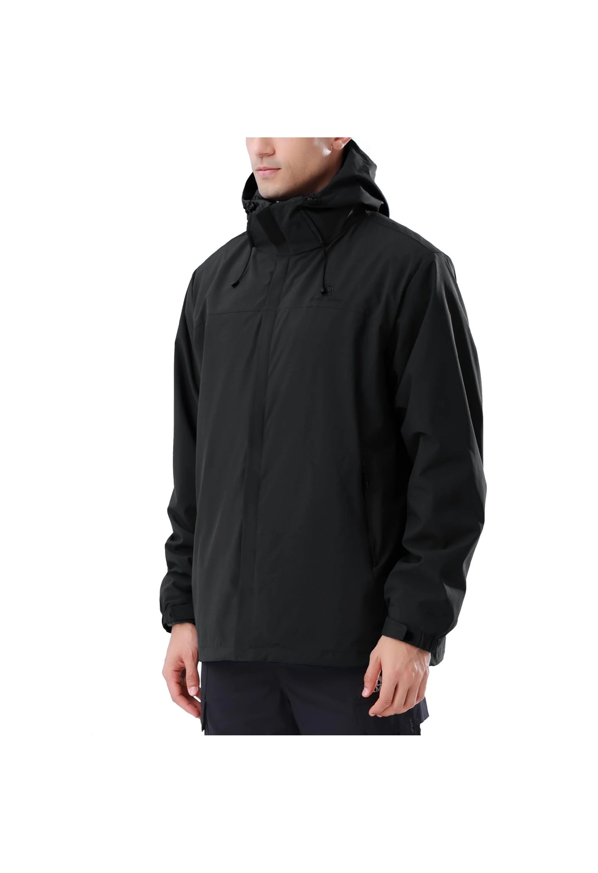 Men's Ski Black Regular Fit Short Waterproof Windproof 3in1 Jacket - Image 2