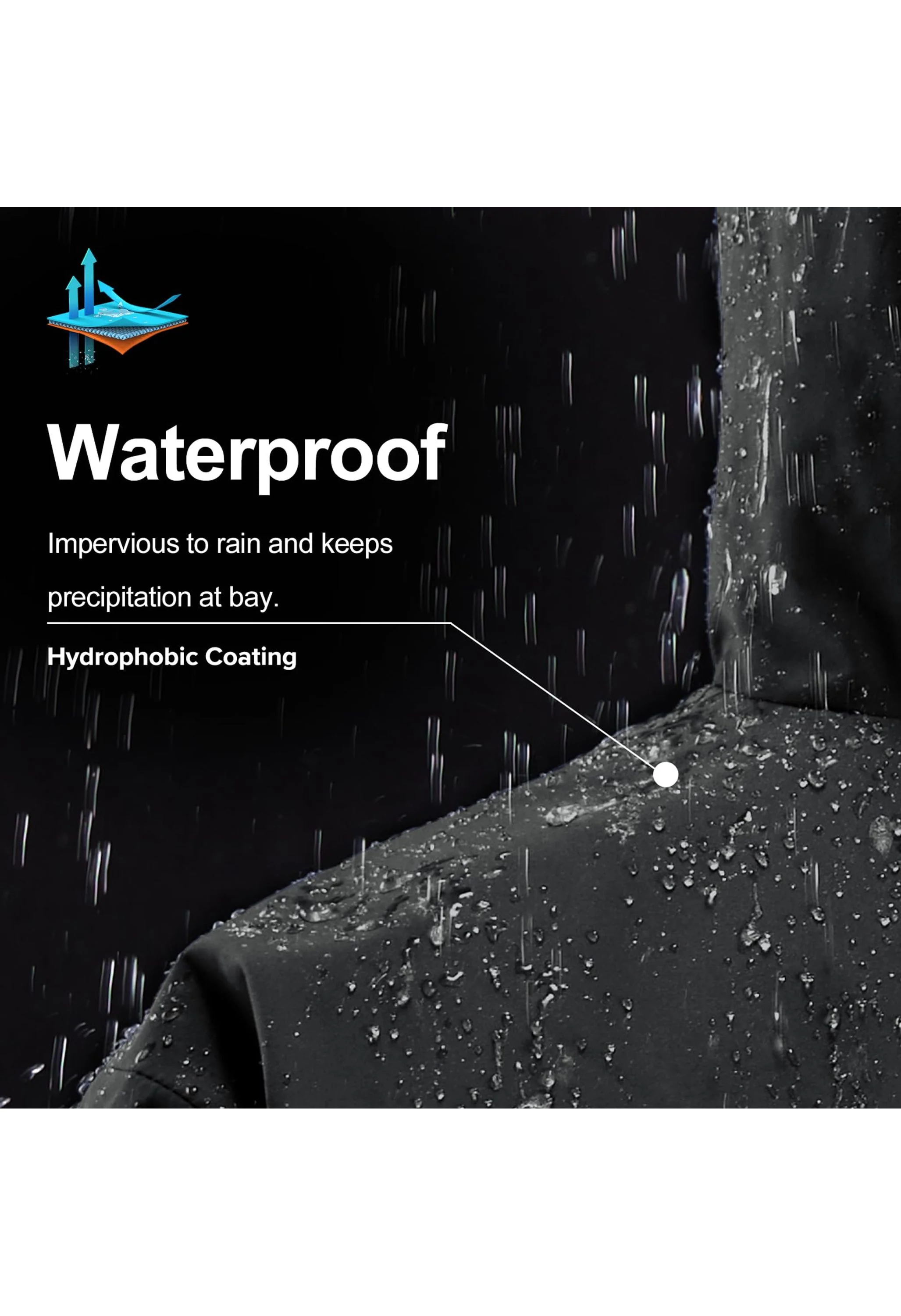 Men's Ski Black Regular Fit Short Waterproof Windproof 3in1 Jacket - Image 7