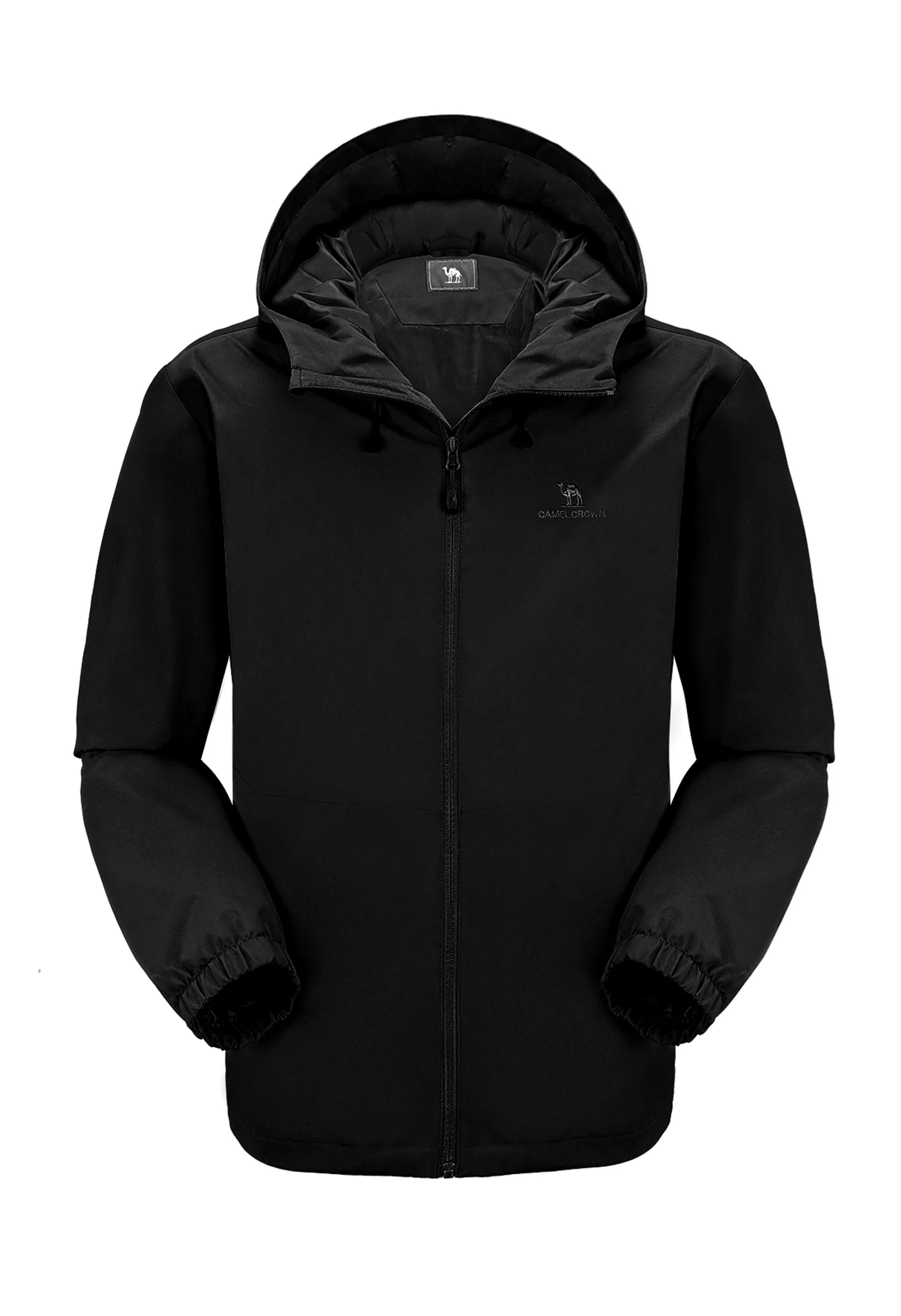 Men's Hiking Black Regular Fit Short Lightweight Waterproof Windproof Jacket - Image 3