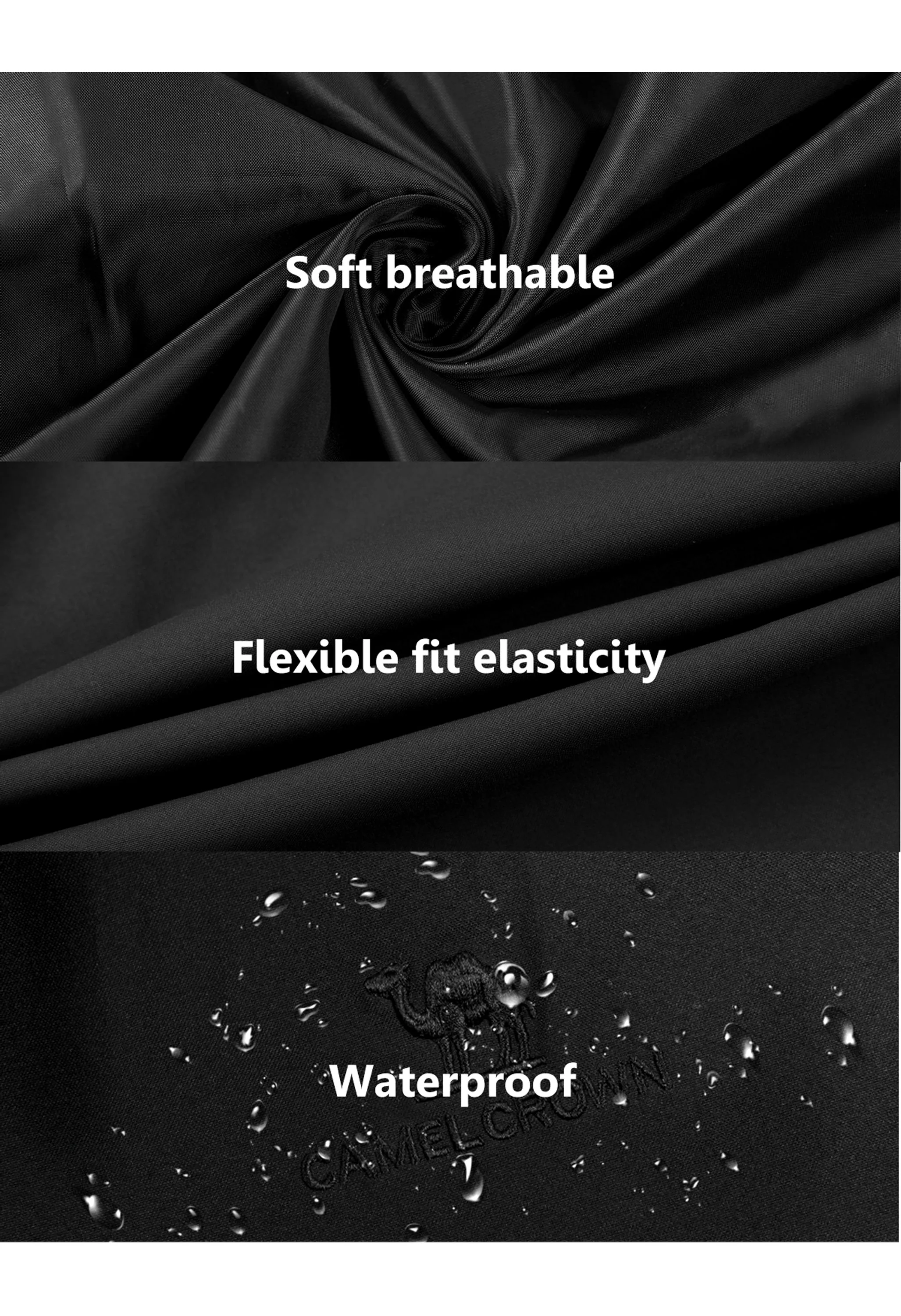 Men's Hiking Black Regular Fit Short Lightweight Waterproof Windproof Jacket - Image 7