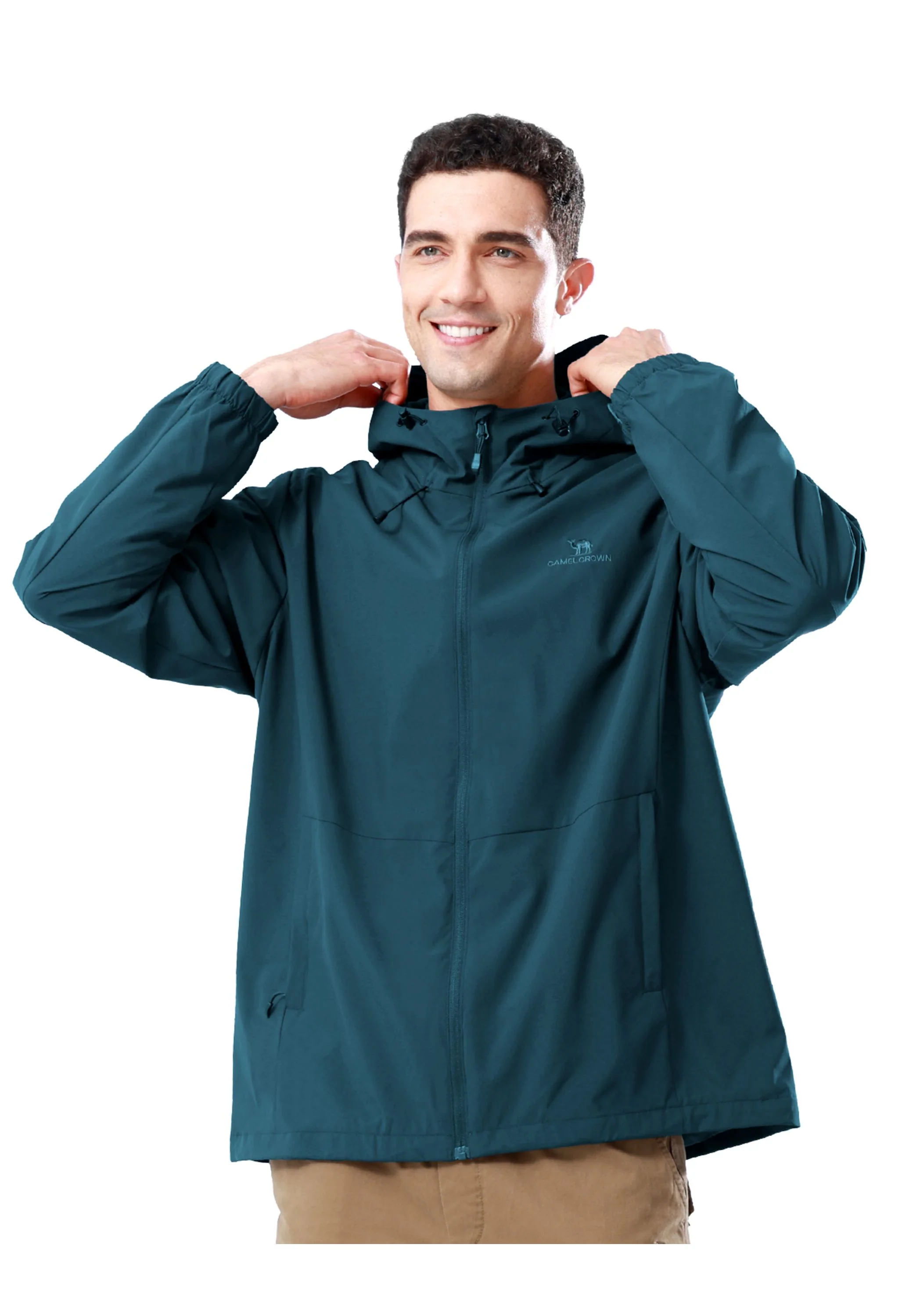 Men's Hiking Blue Regular Fit Short Lightweight Waterproof Windproof Jacket - Image 2