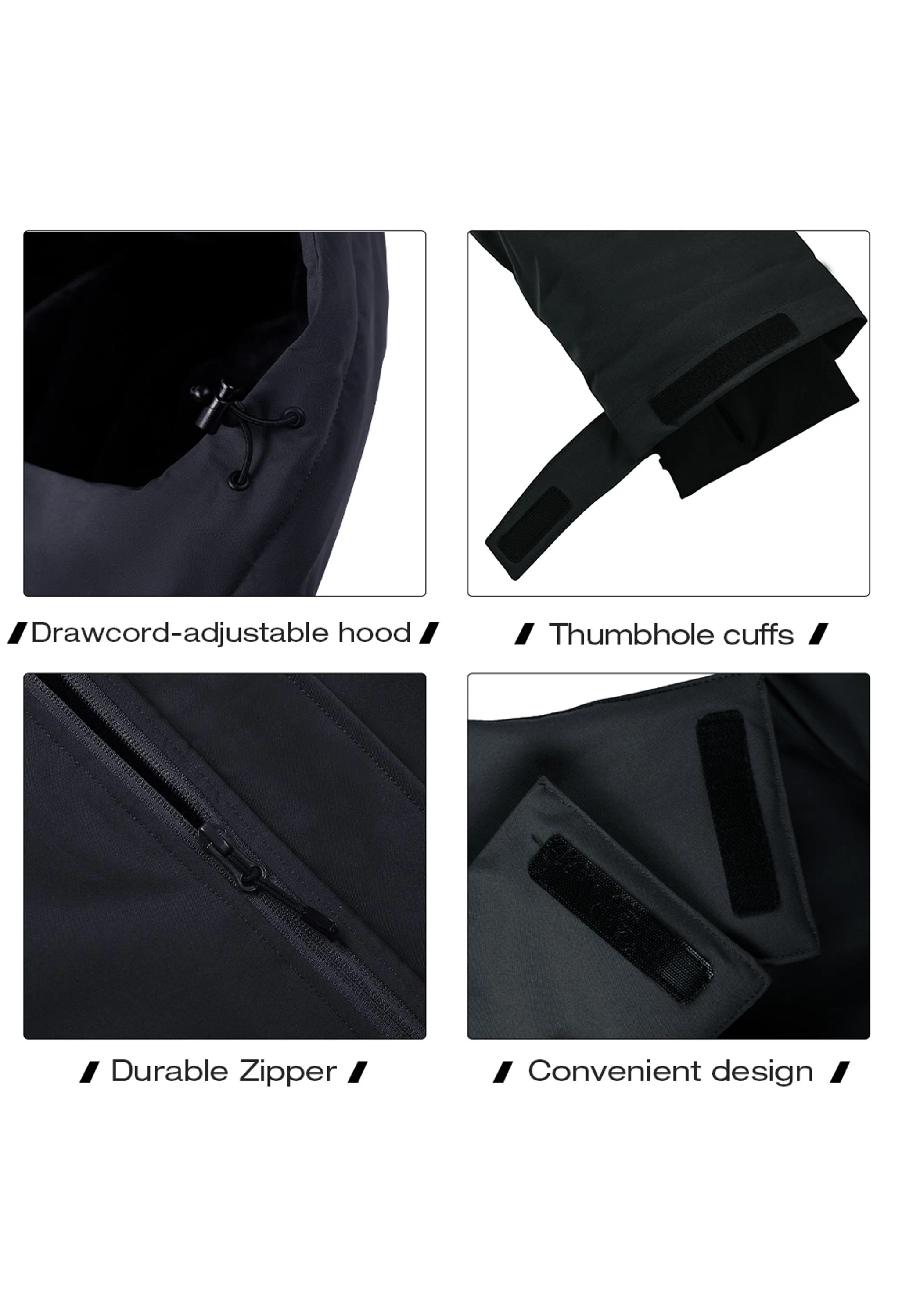 Men's Winter Black Regular Fit Short Waterproof Windproof Ski Jacket - Image 5