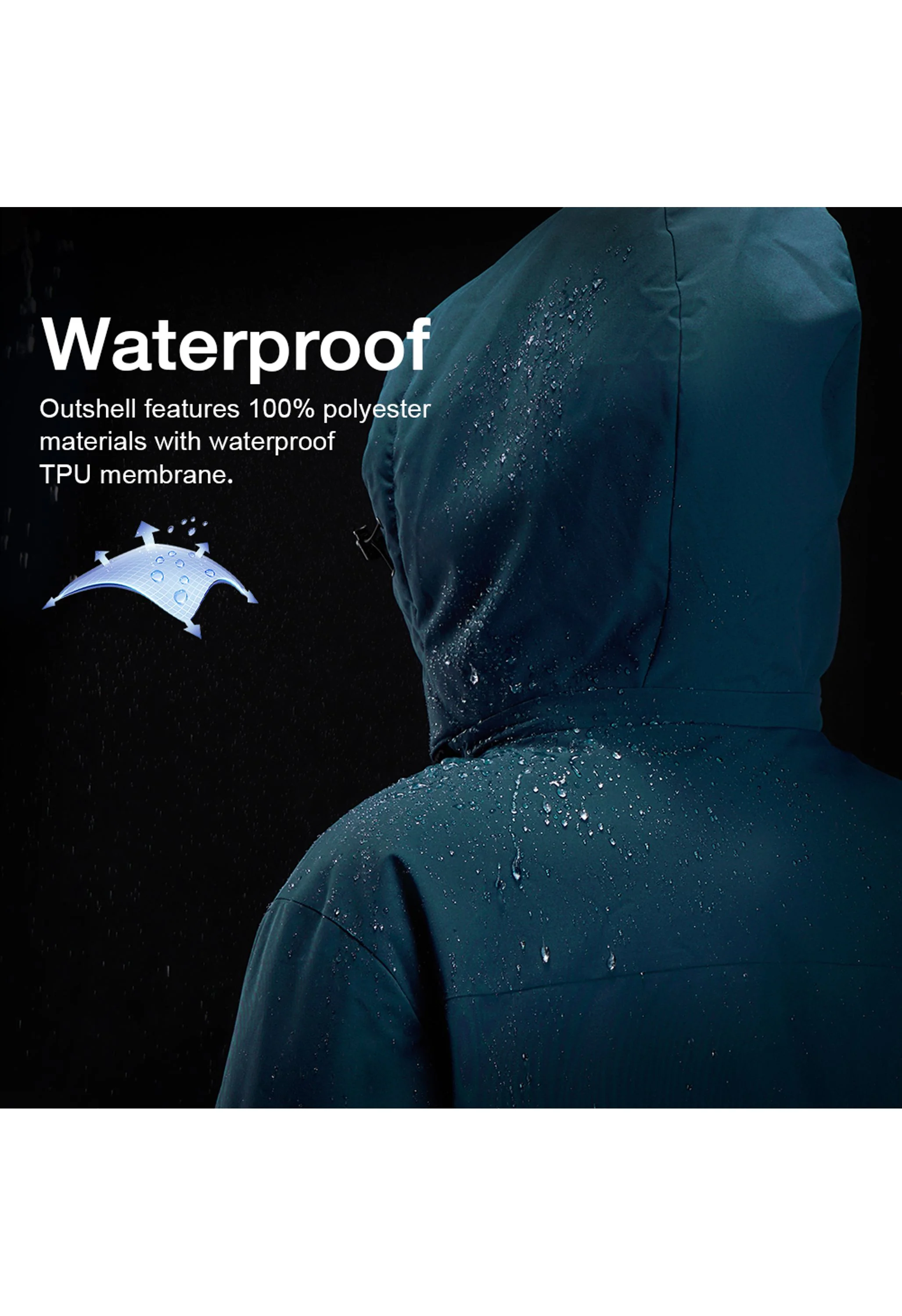 Men's Winter Blue Regular Fit Short Waterproof Windproof Ski Jacket - Image 2