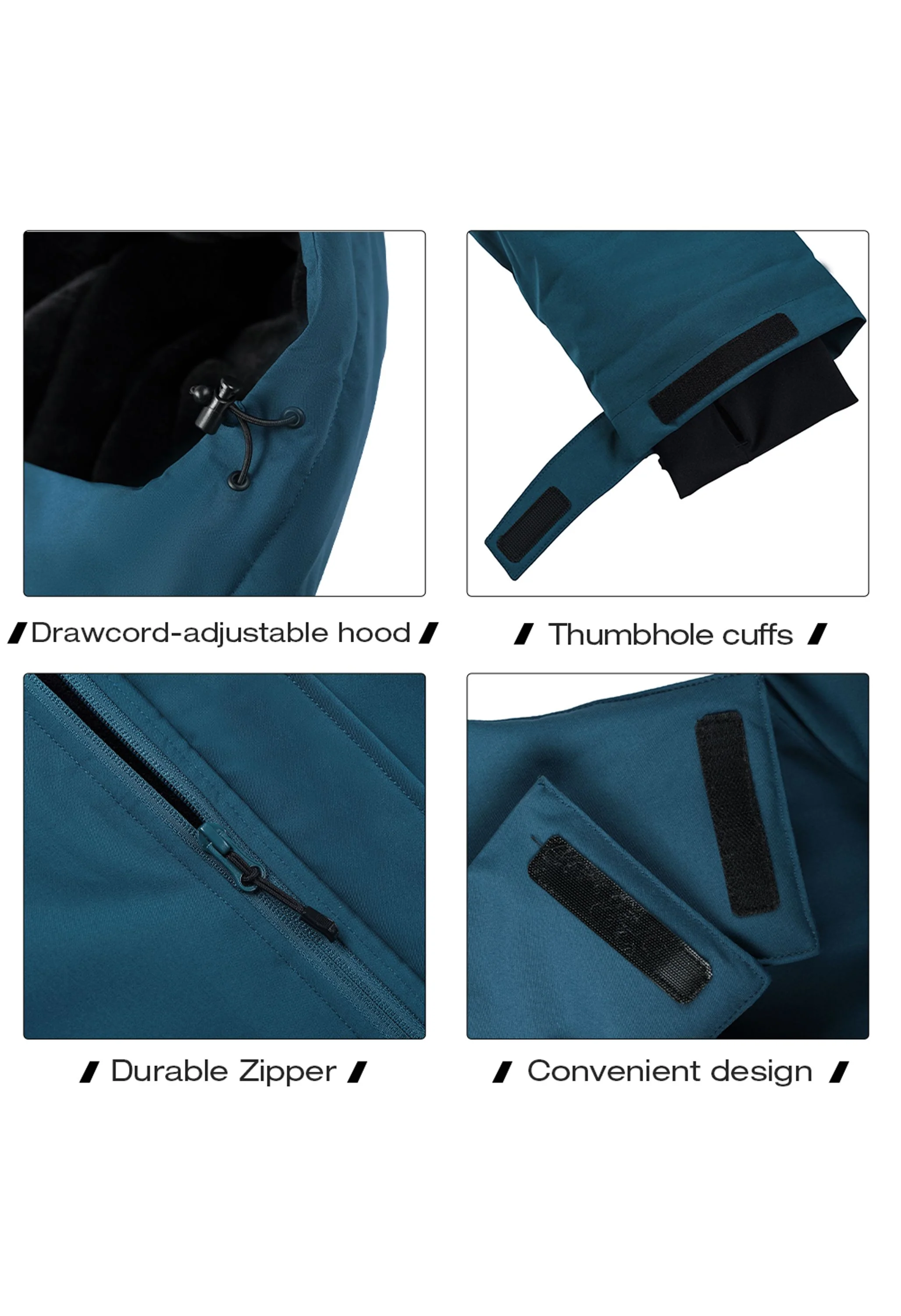 Men's Winter Blue Regular Fit Short Waterproof Windproof Ski Jacket - Image 5
